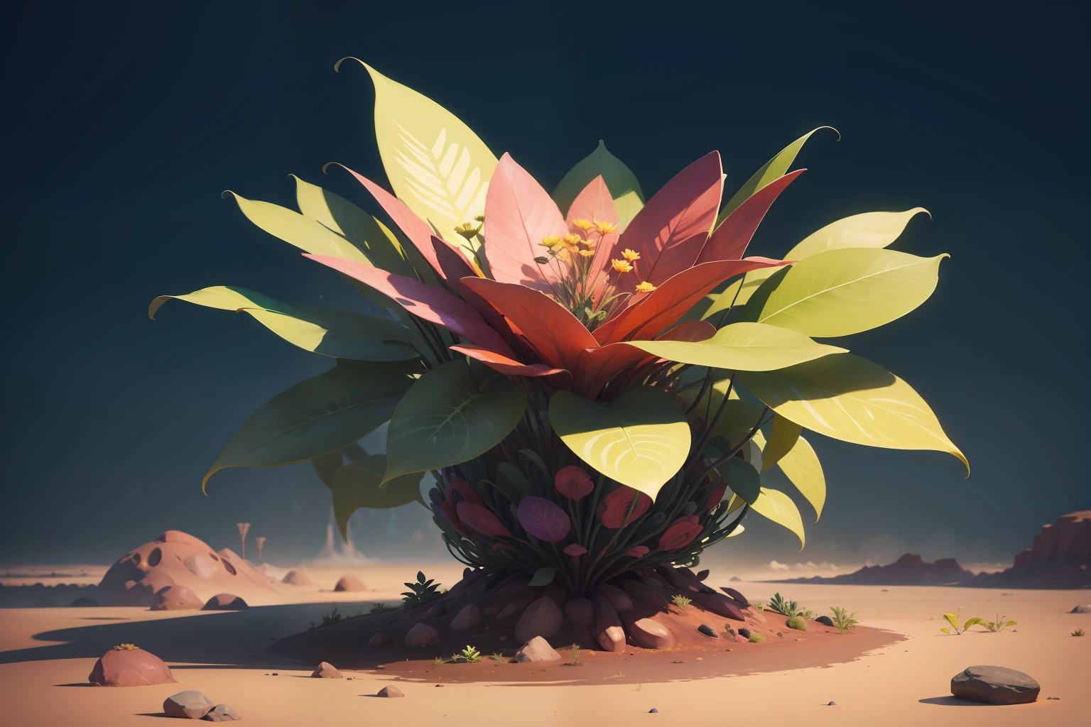 An endangered plant with an inorganic structure made of metal with colors and morphologies that no one has ever seen before
