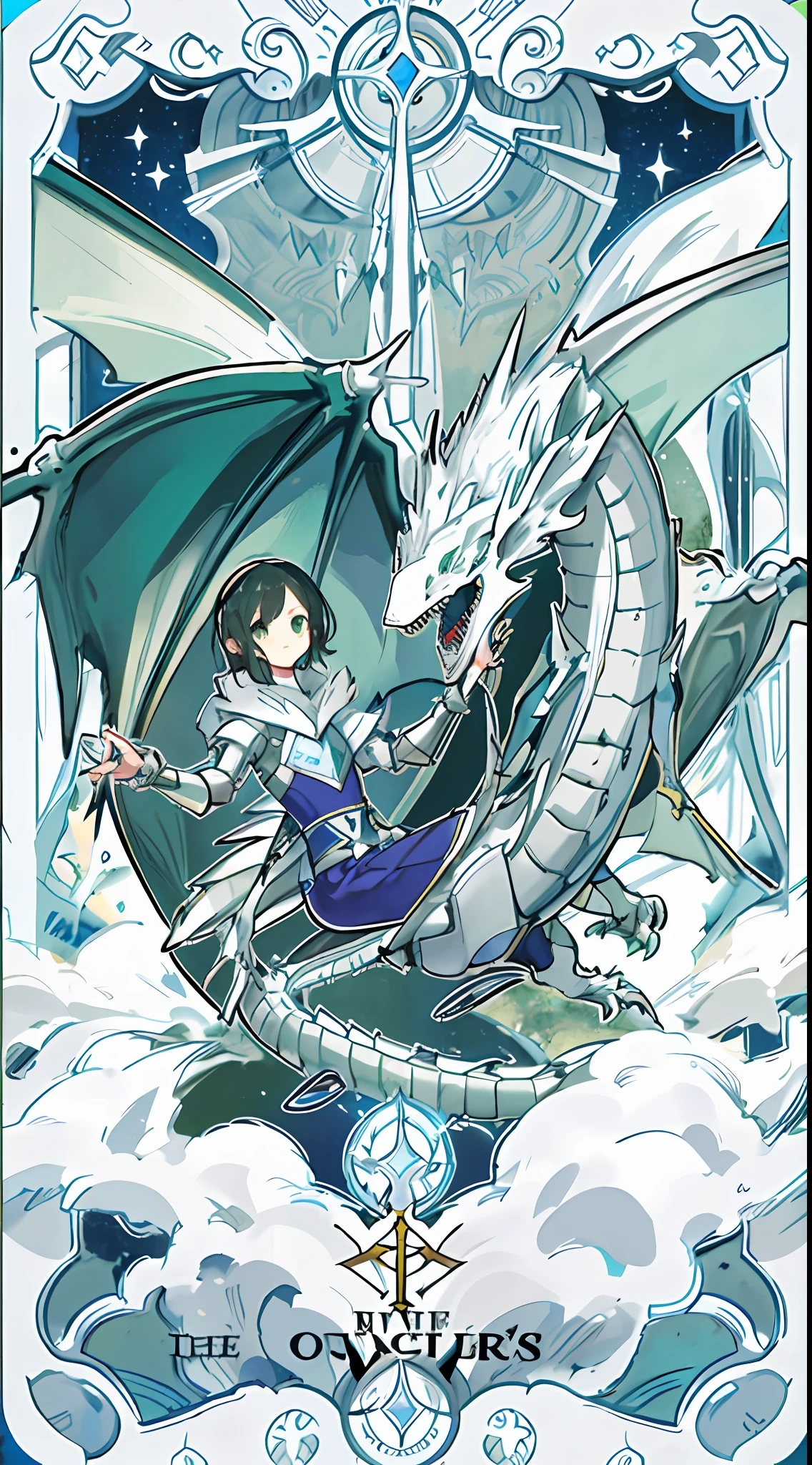 Kizi（Wings of a green-eyed white dragon，The armor of the green-eyed white dragon，byself），Grimm's fairy tales，Fairy tale picture book，tarot cards