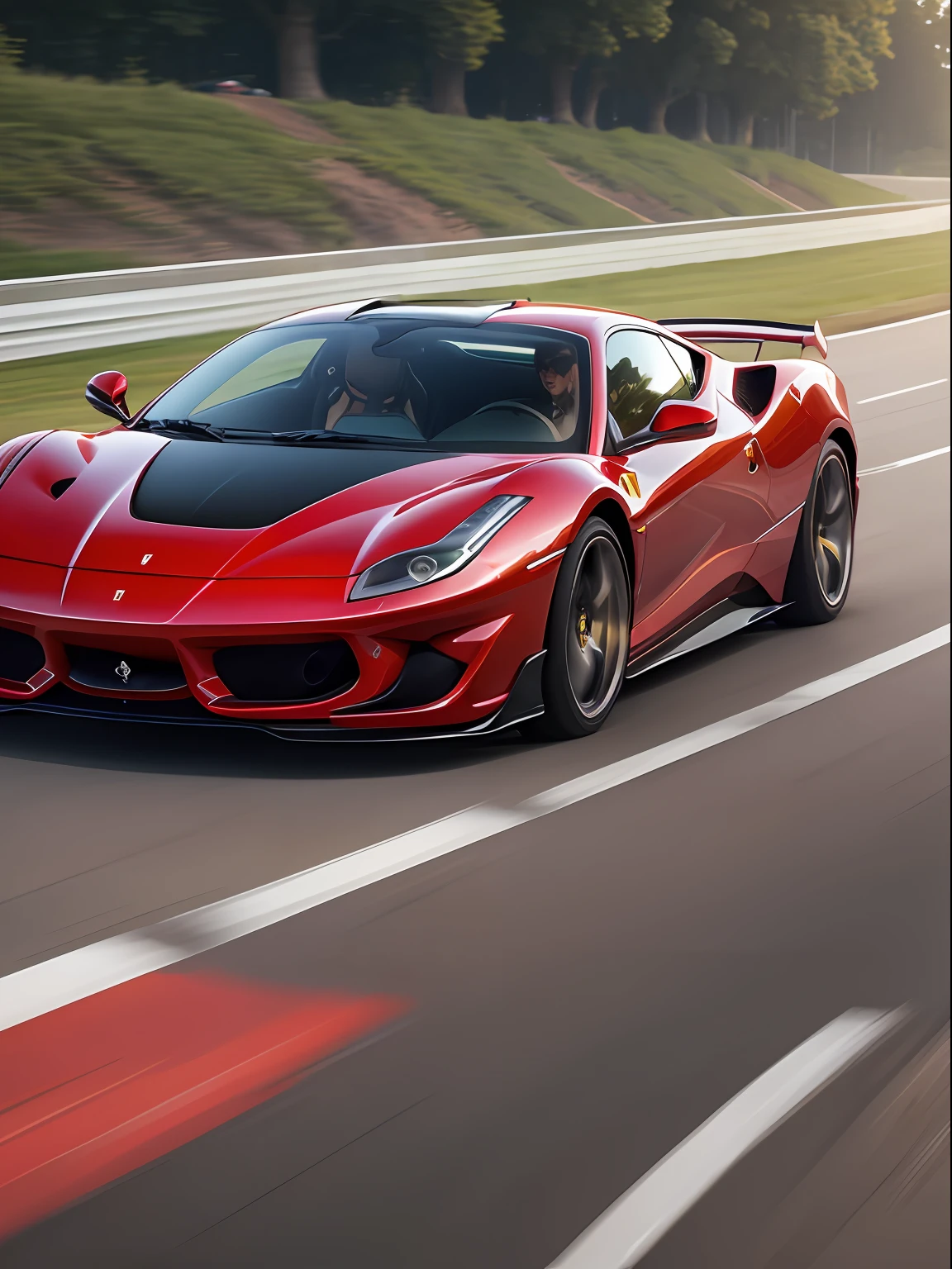 sports cars, Ferrari, Motion blurred。 --auto