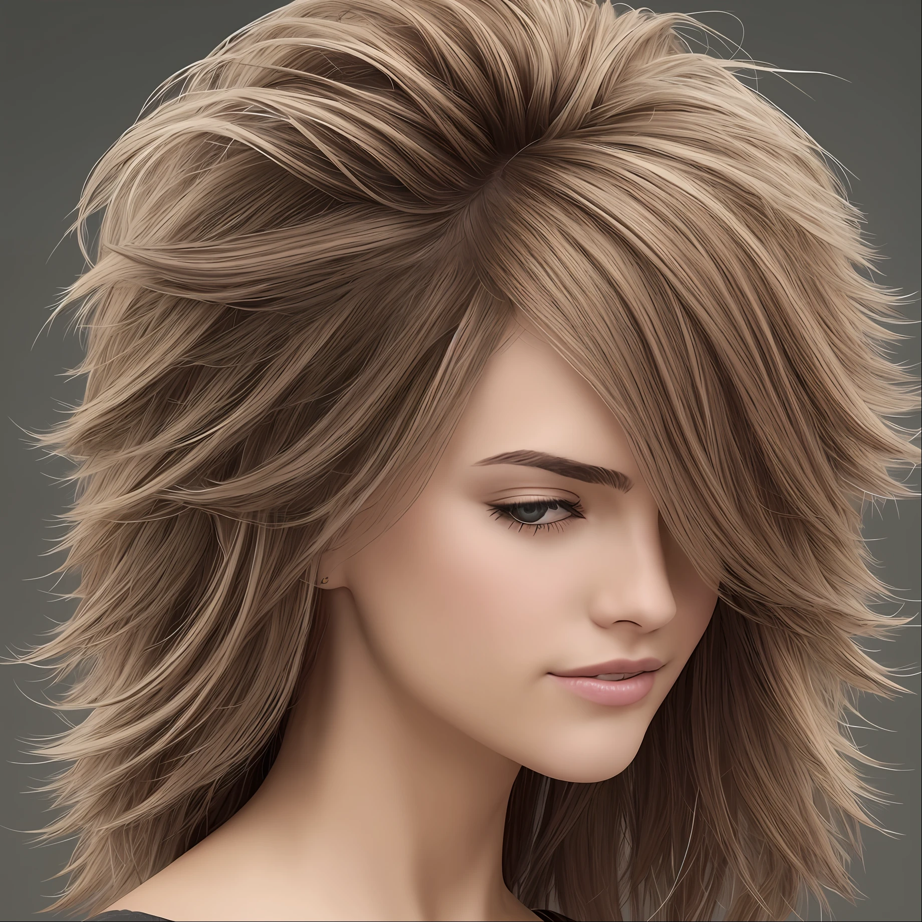Crie uma imagem realista de uma loira cabelo comprido nua