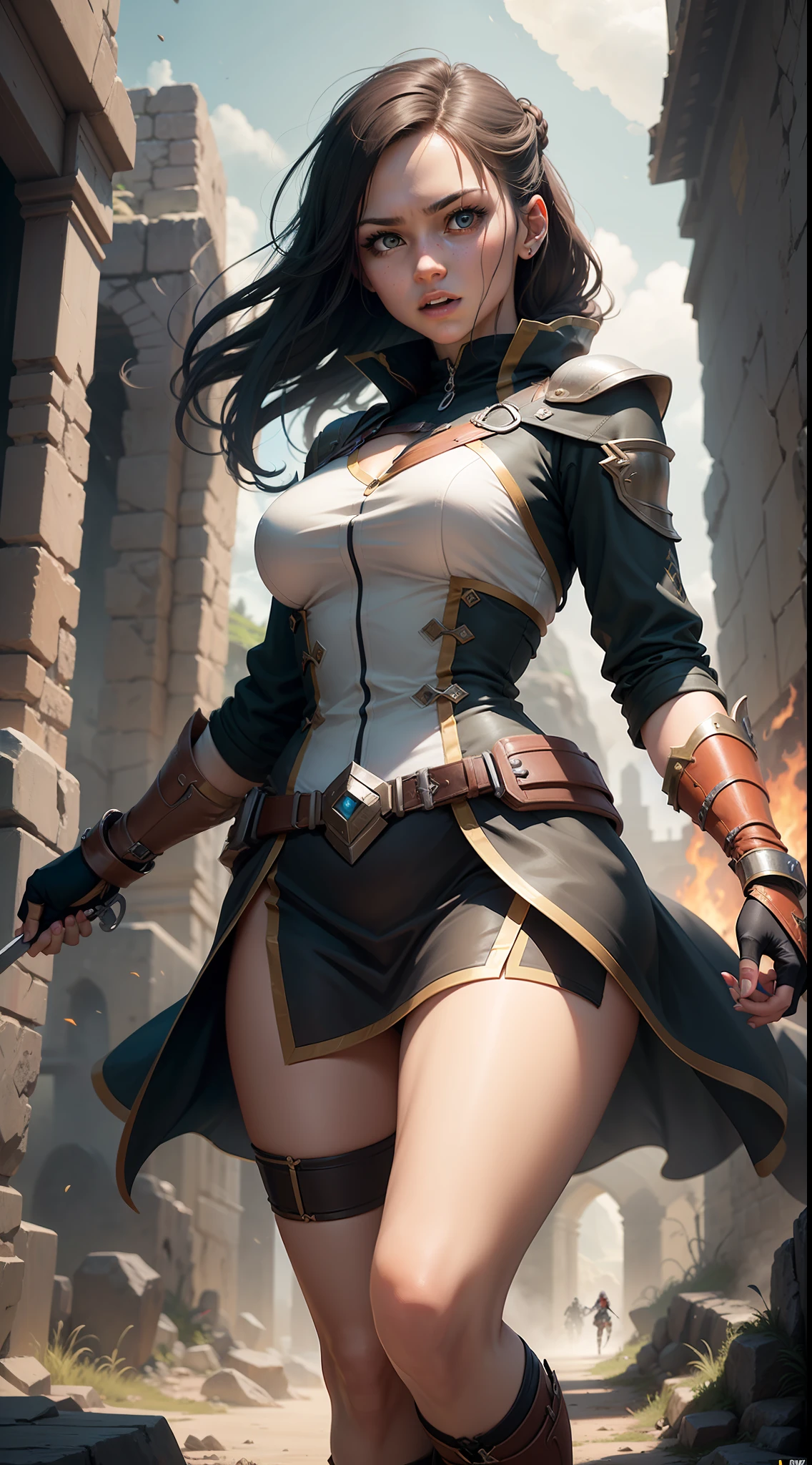 Embark on an Adventurous Quest! Meet our fierce and intrepid female protagonist in this thrilling adventure-themed game. As a skilled warrior, she fearlessly explores mesmerizing landscapes and ancient ruins.

Guided by a compelling narrative, she unravels mysteries and encounters mythical creatures in her quest for truth and glory. Her journey is accompanied by empowering soundtracks that amplify the adrenaline-pumping combat sequences.

With her keen intellect and nimble agility, she overcomes challenging puzzles and navigates treacherous terrains with grace. Her determination and bravery shine as she faces epic boss battles, proving herself as a true hero.

The game's stunning graphics and dynamic weather effects immerse players into a world of wonder and danger. The captivating storyline and character development add depth to her compelling adventure.

Get ready to join this fearless warrior on an extraordinary journey that combines action, mystery, and a touch of magic. Prepare to be captivated by the thrilling escapades of this adventurous woman in this immersive game!