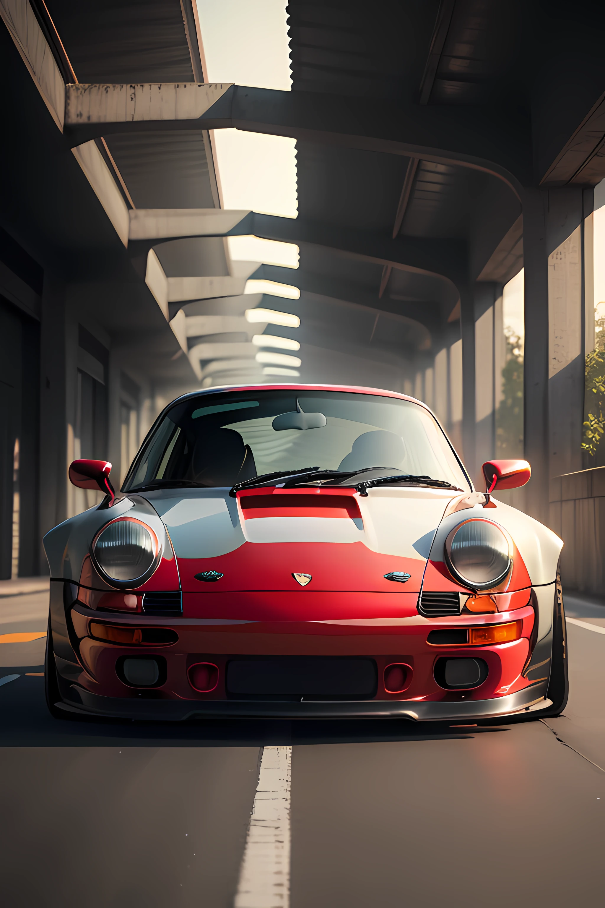 rwb porsche 911 classic, 8k, photorealistic, dynamic lighting and man meditation