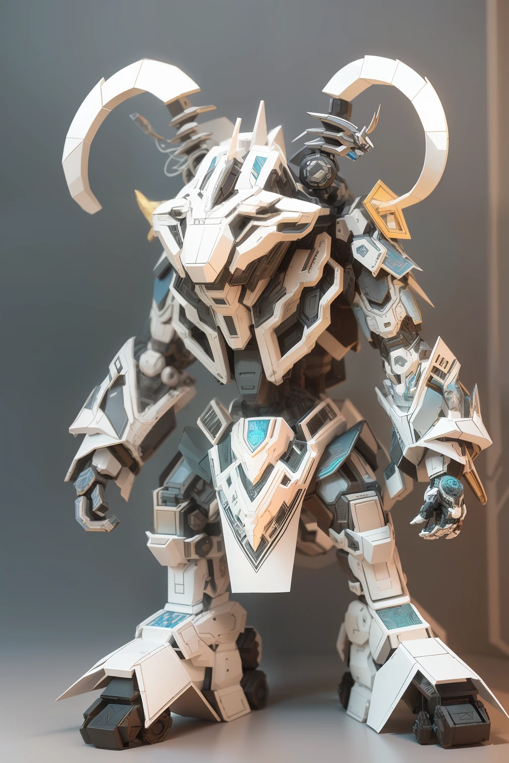 （Mecha Black Bull)，Human form，Stand on both feet，Full body like，short feet，Mechanical armor，White background，(paper art, Quilted paper art:1.2, geomerty:1.1, zentangle,a 3D render), (Extremely colorful, Best quality, high detal, Masterpiece, Cinematic lighting, 4K)