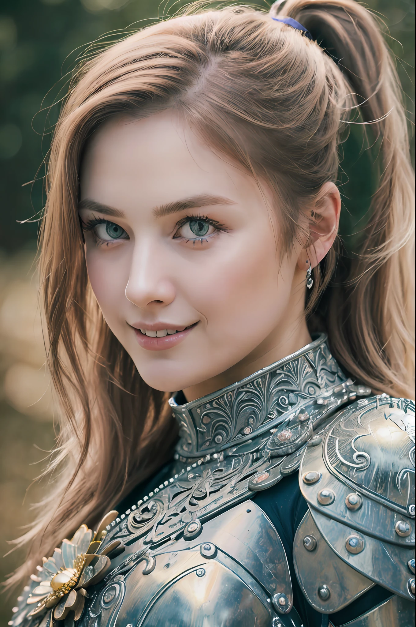 (8K, best quality:1.2), (masterpiece:1.37), (photo, photorealistic:1.37), (ultrahigh-res), face focus, shot from front, close up, slow motion, female paladin wearing the full body, (light silver armour:1.2),(ornately decorated armor), (insanely detailed, bloom:1.5), (highest quality, Alessandro Casagrande, Greg Rutkowski, Sally Mann, concept art, 4k), (analog:1.2), (high sharpness), (detailed pupils:1.1), detailed face and eyes, sexy smile, Masterpiece, best quality, (highly detailed photo:1.1), (long blonde Hair, blue eyes, ponytail, ecstatic:1.1), (young woman:1.1), sharp, realistic, real shadow, 3d, (temple background:1.2), (by Michelangelo), photographed by Canan EOS R6, 135mm, 1/1250s, f/2.8, ISO 400