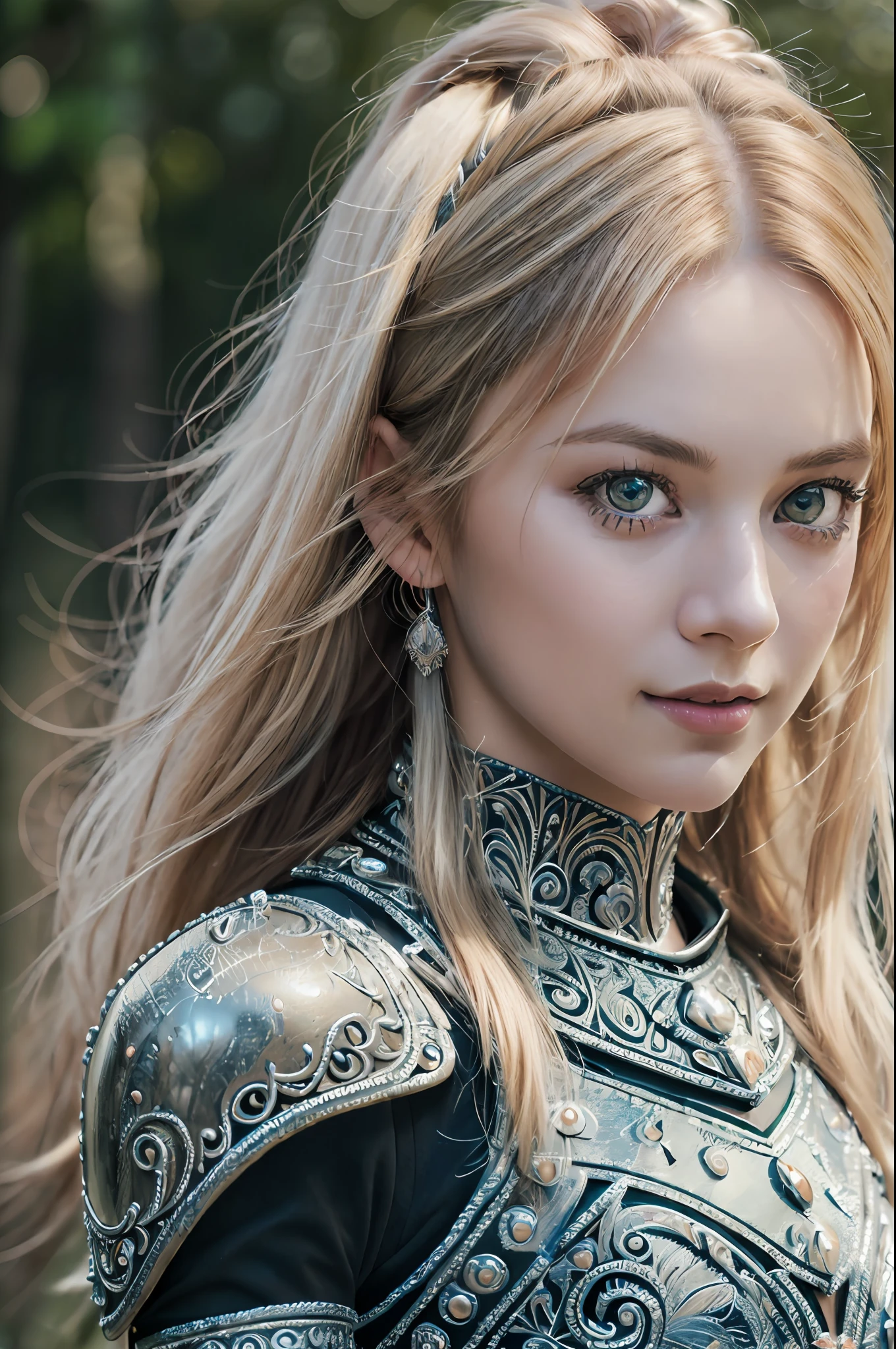 (8K, best quality:1.2), (masterpiece:1.37), (photo, photorealistic:1.37), (ultrahigh-res), face focus, shot from front, close up, slow motion, female paladin wearing the full body, (light silver armour:1.2),(ornately decorated armor), (insanely detailed, bloom:1.5), (highest quality, Alessandro Casagrande, Greg Rutkowski, Sally Mann, concept art, 4k), (analog:1.2), (high sharpness), (detailed pupils:1.1), detailed face and eyes, sexy smile, Masterpiece, best quality, (highly detailed photo:1.1), (long blonde Hair, blue eyes, ponytail, ecstatic:1.1), (young woman:1.1), sharp, realistic, real shadow, 3d, (temple background:1.2), (by Michelangelo), photographed by Canan EOS R6, 135mm, 1/1250s, f/2.8, ISO 400