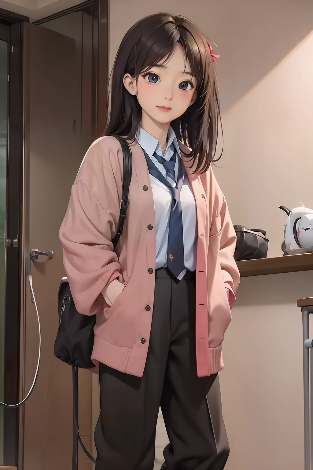 there is a woman that is standing in a room with a tie, Shin Jinying, ulzzangs, jaeyeon nam, Kim Do-young, Korean girl, Lee Ji-eun, lee ji eun, Choi Hyun-hwa, wan adorable korean face, young cute wan asian face, small heart - shaped face, personal profile picture, young lovely Korean faces