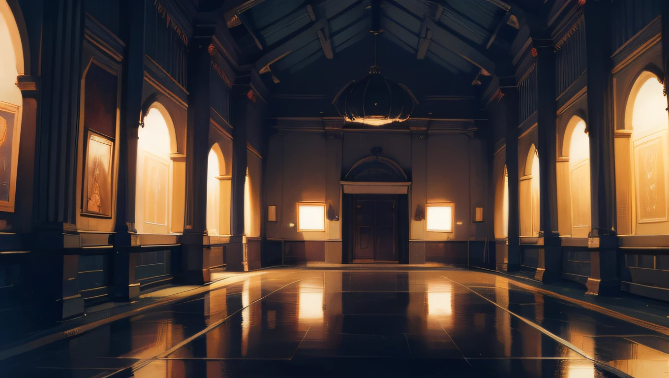 Inside the hall at night, Background with