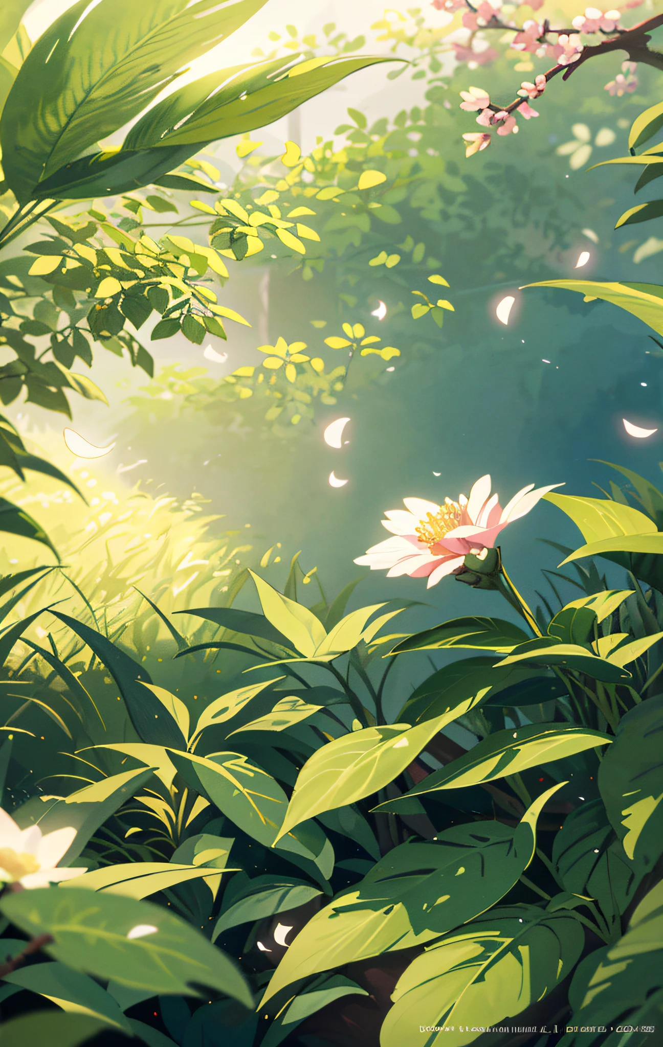 Masterpiece, best quality, (very detailed CG unity 8k wallpaper) (best quality), (best illustration), (best shadows) Nature's delicate leaves petals of various colors falling in the air light Tracking, super detailed --v6