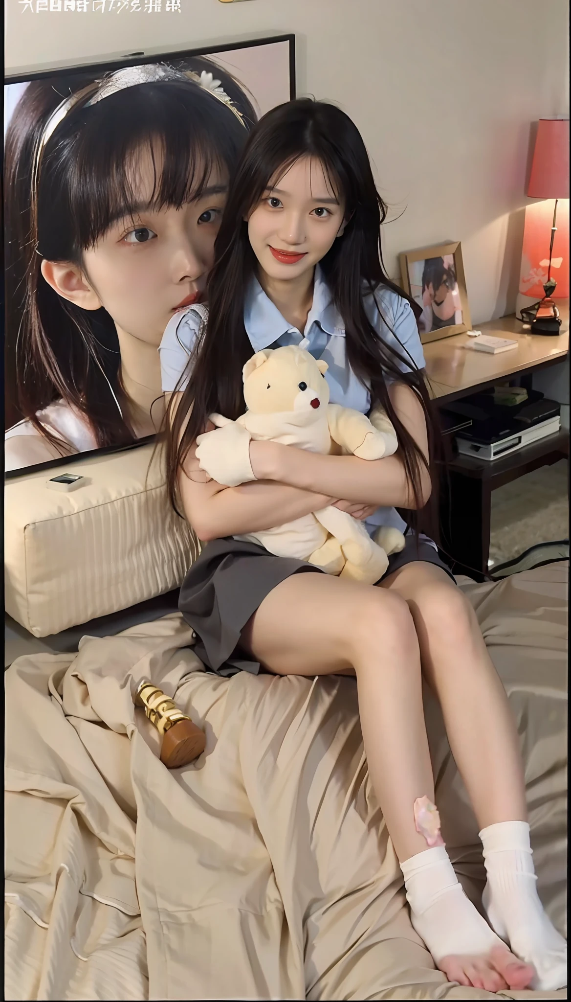Best quality at best,tmasterpiece,超高分辨率,(realisticlying:1.4),teens girl,Juvenile,Wear white socks