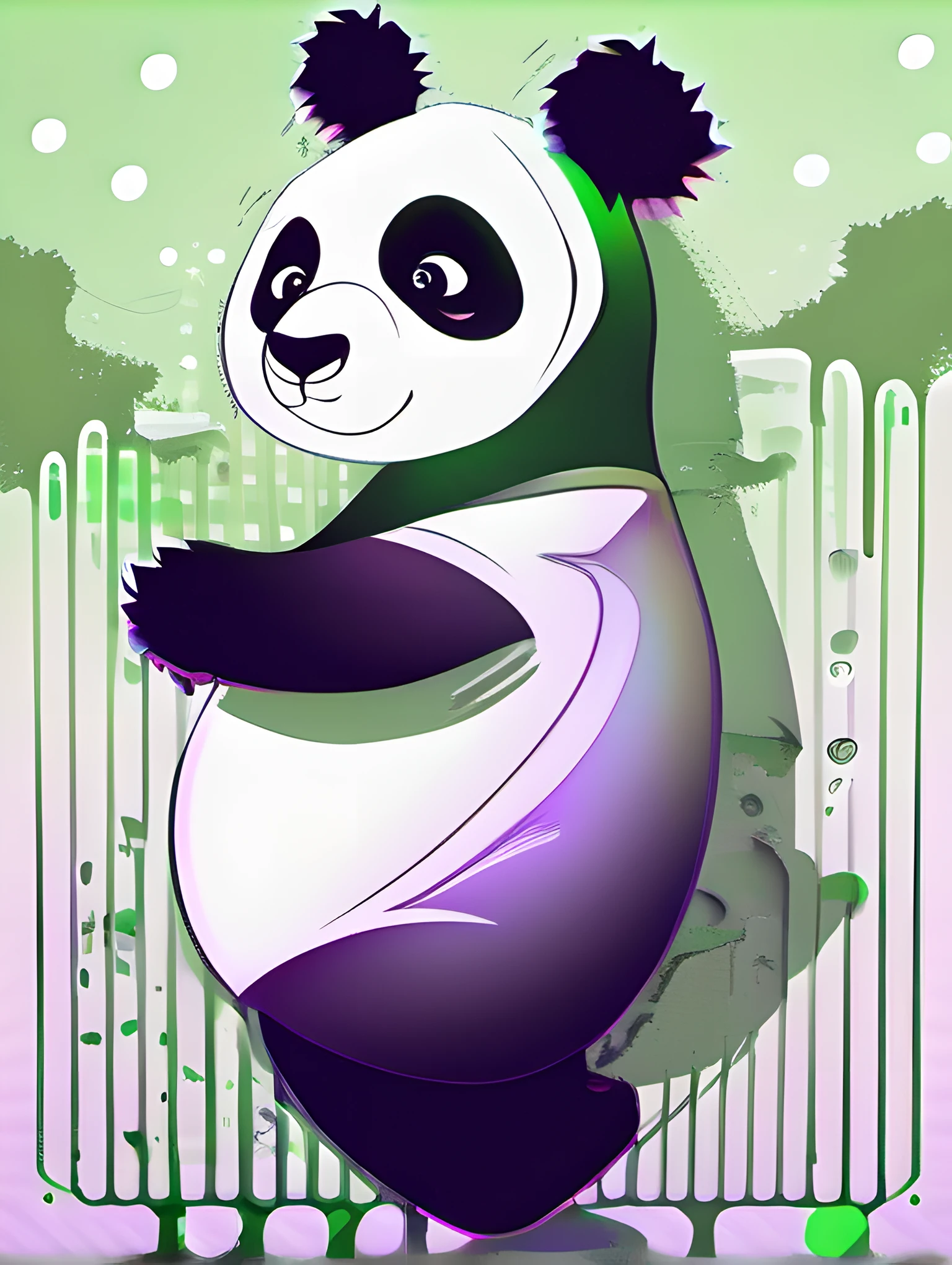 Illustration of panda, cute character, magic, fantasy, clear background, abstract splash background, t-shirt design, vector art