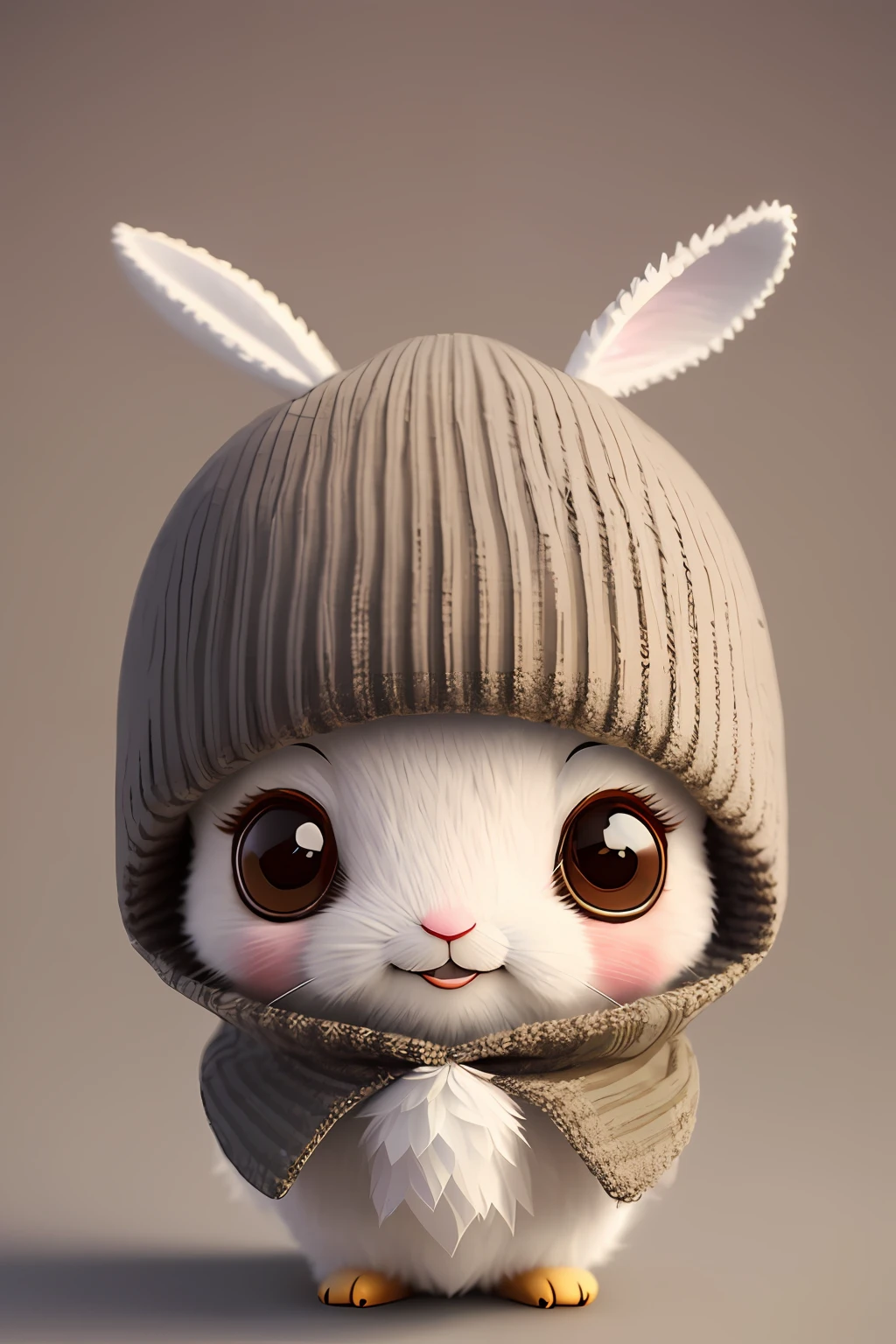 There is a white rabbit wearing a hat and scarf, cute 3 d render, lovely digital painting, cute anthropomorphic bunny, Cute detailed digital art, adorable digital art, Cute cartoon character, Cute! C4D, cute character, anthropomorphic rabbit, cute forest creature, closeup of an adorable, edgBunny_Character, adorable creature