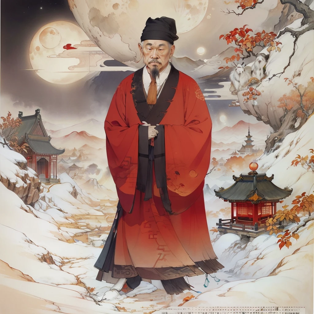 Ancient Chinese landscapes,Ancient buildings,Pavilions,Carved beams and paintings,enchanting scenery,Night,Moon light,Layered, Rich light and shadow,Mid-Autumn Festival, Ink painting style,clean color,Low-saturation colors,Colors of low brightness,Decisive cut,Leave white space,impressionistic,tmasterpiece,ultra - detailed,Epic composition, HighestQuali,hyper realisitc,Art germ --v 6