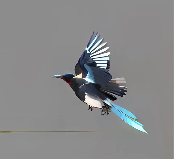 There is a bird flying in the air, style of titmouse animation, magpie, flying around the bird, ophanim has bird wings, background removed, With wings. Ultra-detailed, Feathers exotic deformation hoopoe, Red paper cut style,Shadow effect, red magpie, hyper-real, highly detailed,Openwork geometry