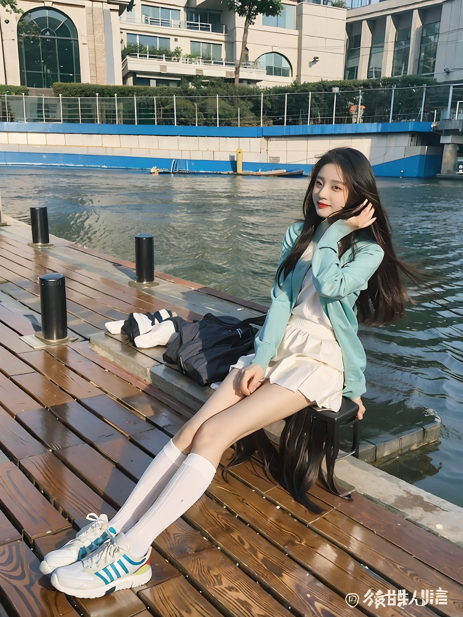 looks into camera,Best quality at best,tmasterpiece,超高分辨率,(realisticlying:1.4),s girl,Juvenile,Wear socks