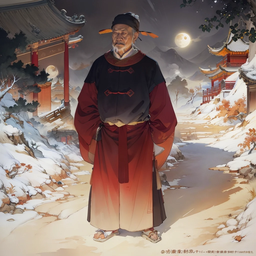 Ancient Chinese landscapes,Ancient buildings,Pavilions,Carved beams and paintings,enchanting scenery,Night,Moon light,Layered, Rich light and shadow,Mid-Autumn Festival, Ink painting style,clean color,Low-saturation colors,Colors of low brightness,Decisive cut,Leave white space,impressionistic,tmasterpiece,ultra - detailed,Epic composition, HighestQuali,hyper realisitc,Art germ --v 6