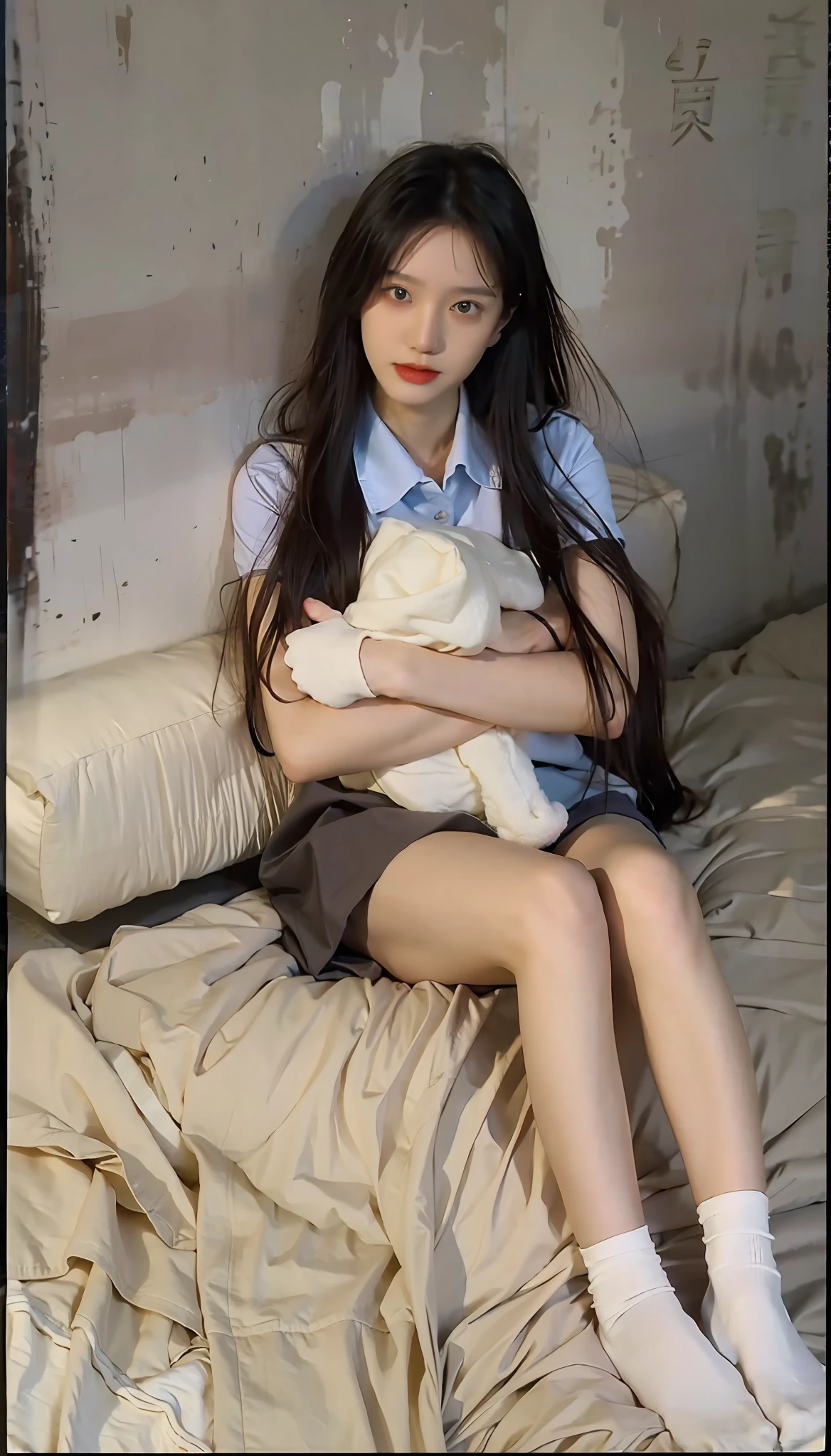 Pain correction,Best quality at best,tmasterpiece,超高分辨率,(realisticlying:1.4),teens girl,Juvenile,Wear white socks