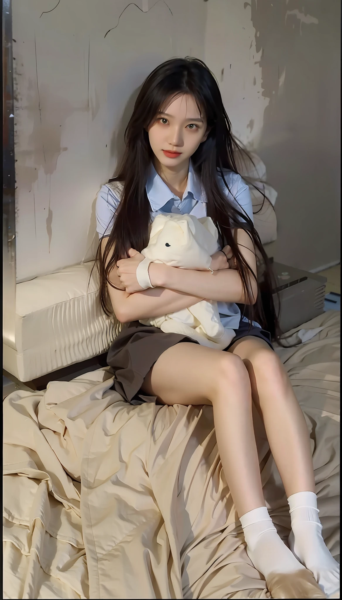 Pain correction,Best quality at best,tmasterpiece,超高分辨率,(realisticlying:1.4),teens girl,Juvenile,Wear white socks