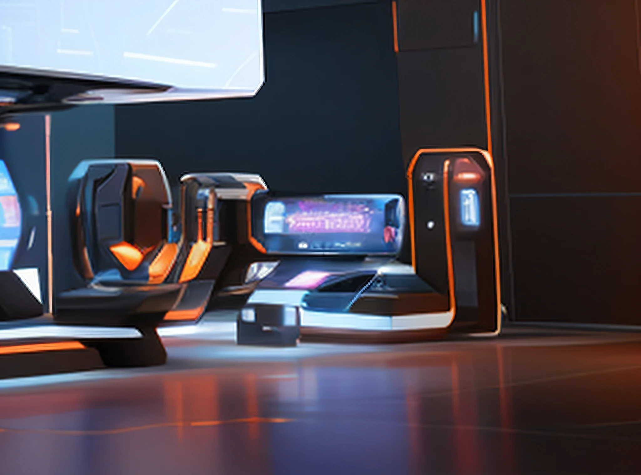 "(Futuristic interior close-up with exaggerated structure), 3D iOS room:1.2, Exhibition hall，Technologie，Creative concept:1.1, Cyber:1.2, scifi platform:1.1, 3d 8k render, 8K artistic rendering, Mix brightness:0.9, Color mixing:0.9)" 3d concept render, 3 d concept render, futuristic architecture concept, 3d cgi render