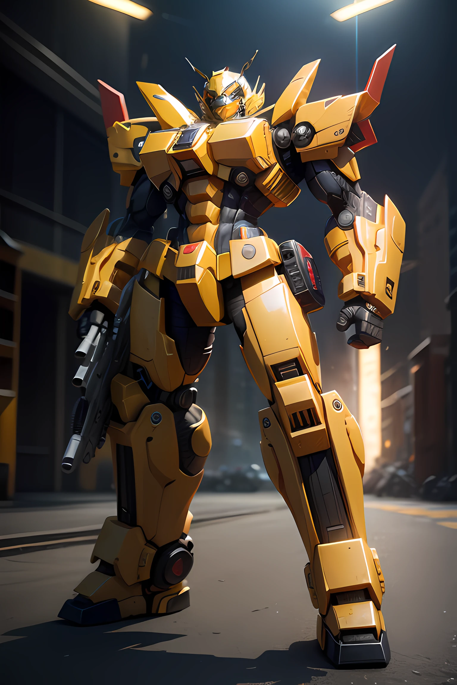 Best image quality Transformers Autobots styling Bumblebee handheld heavy weapon 8K