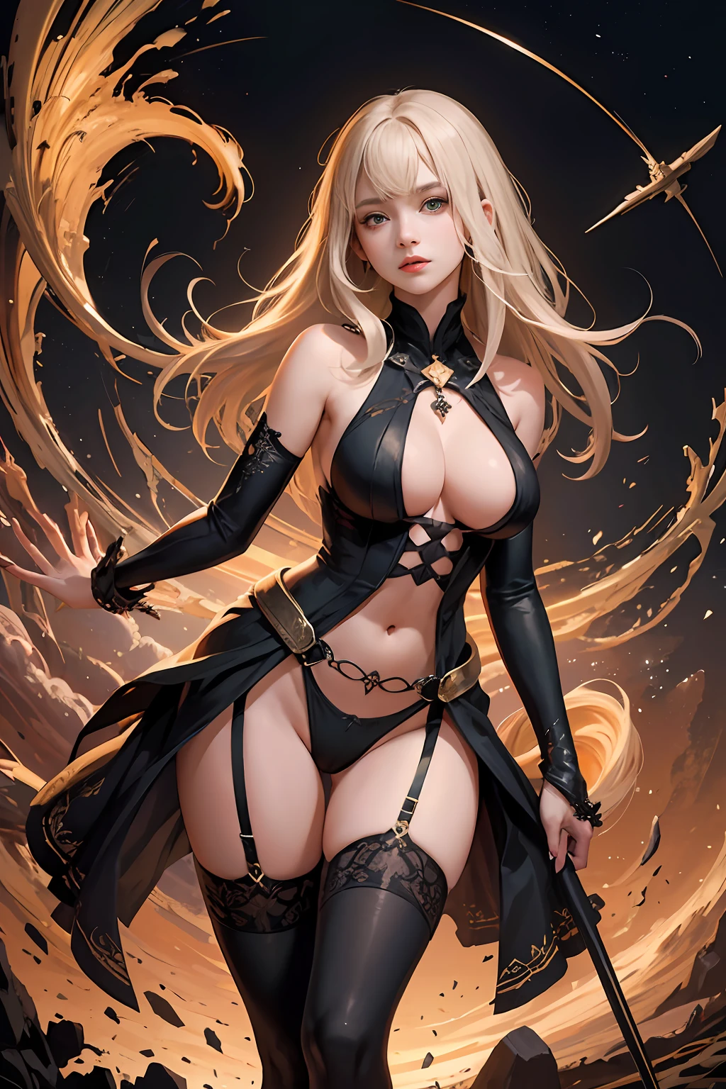 （tmasterpiece，top Quority，best qualtiy，offcial art，Beautiful and aesthetic：1.2），（1girll），Extremely detailed，Colorful，highestdetailed，offcial art，统一 8k 壁纸，ultra - detailed，Beautiful and aesthetic，big breasts beautiful，tmasterpiece，best qualtiy，（zentangle，datura，Tangles，entangled），Lift your clothes，Highest image quality，Outstanding details，超高分辨率，（Fidelity：1.4），The best illustration，Favor the details，Highly cohesive 1girl，He has a delicate and beautiful face，Wear black and green tights，huge tit，Split to the navel，Breasts are parted to the left and right，Visible through the skin，Big breasts Thin waist，standing with legs apart，The aortic arteries are faintly visible through the skin，Slender long legs，hands raised back，Look at your toes