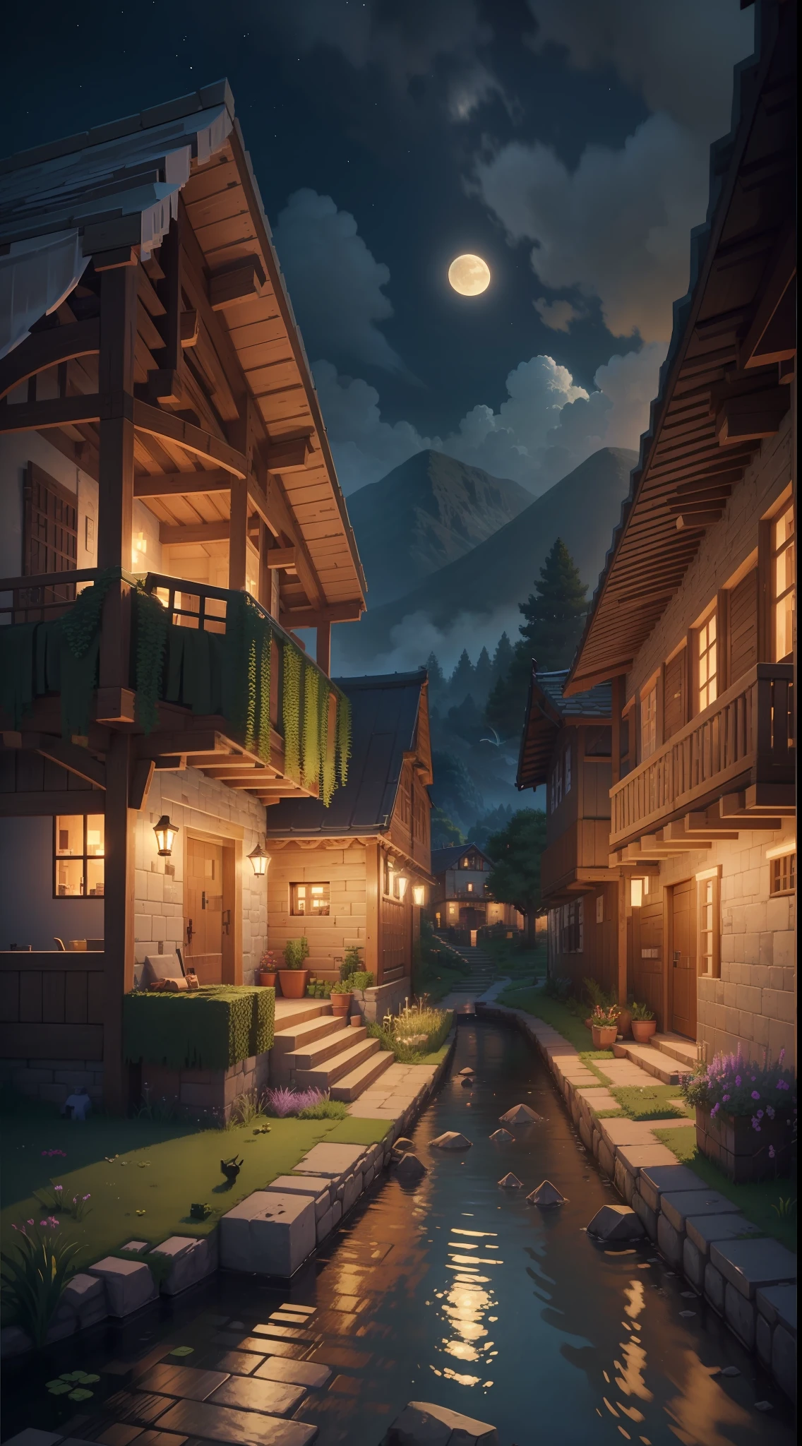 You stand atop a tall hill, gazing across the vast and beautiful world of Minecraft. The setting sun hangs in the western sky, painting the landscape with warm hues. A gentle breeze rustles the leaves of trees and grass, creating a serene and peaceful ambiance. In the distance, you spot animals wandering and frolicking, adding life and harmony to the surroundings.
As the sun sets, the sky transforms into a captivating purple glow. Stars begin to appear, forming a mesmerizing night sky. You can see the moon floating amidst thin clouds, adding a touch of magic to the tranquil night.
The sound of trickling water nearby catches your attention, leading you to a flowing river beneath the hill. The water is clear and inviting, tempting you to take a swim or simply dip your feet at its edge.
The silence of the night is occasionally interrupted by the soft sounds of nocturnal creatures coming to life. You can hear the chirping of crickets and the distant moans of zombies. However, you feel safe and secure within the home and shelter you have built during your Minecraft adventures.
In the distance, dim lights flicker from villages inhabited by villagers, creating a warm and bustling atmosphere amidst the tranquil night. They continue with their daily routines, working at the workshops, trading, and engaging in lively conversations with each other.
You feel at peace and content with your journey in this extraordinary world of Minecraft. Every corner is filled with wonders and life, waiting to be explored and uncovered. It feels as if there are no limits to your creativity in this world full of possibilities.