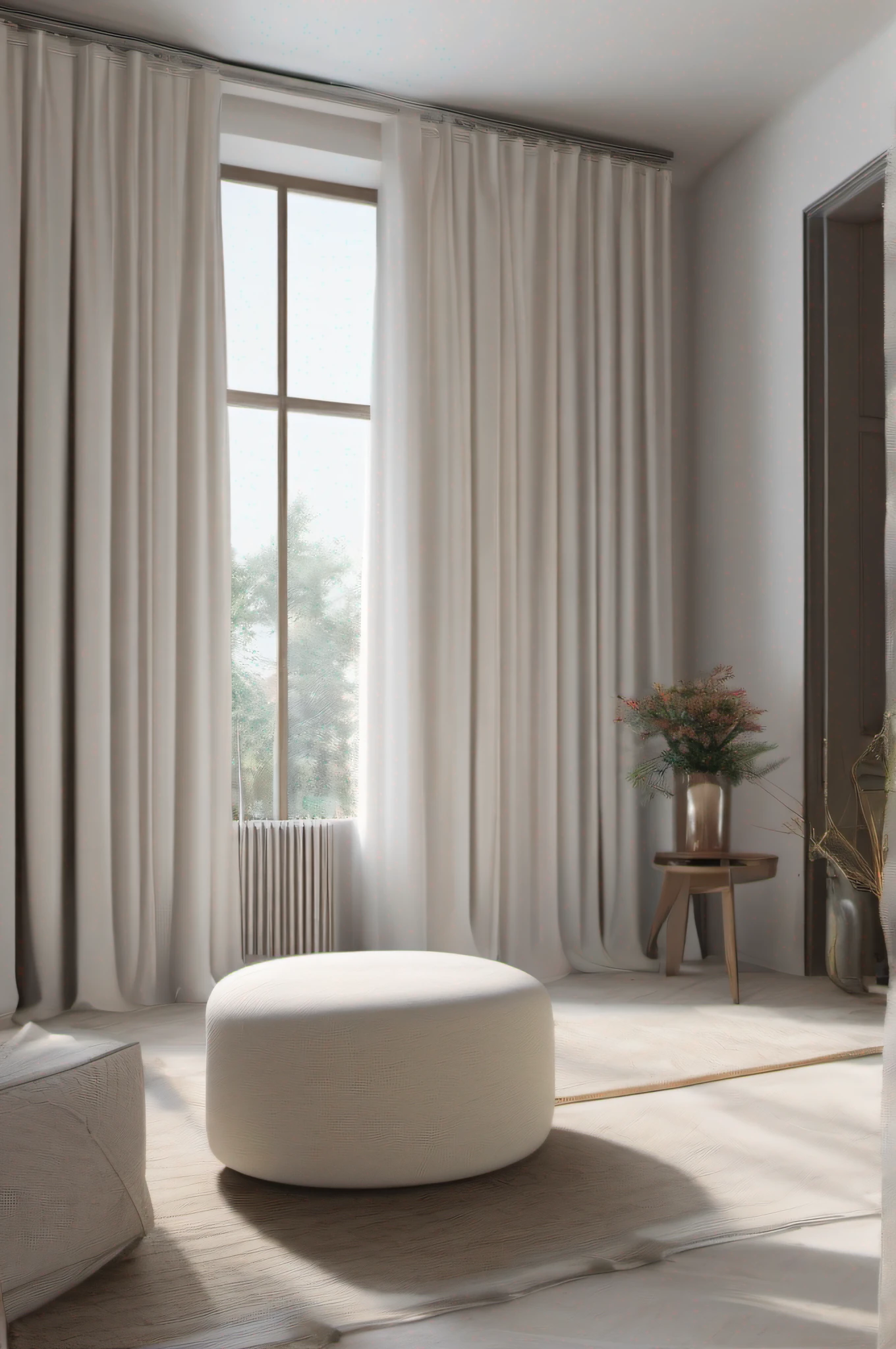 Morandi style curtains，Clean white walls，tmasterpiece，Epic composition，high qulity，offcial art，32k --v6