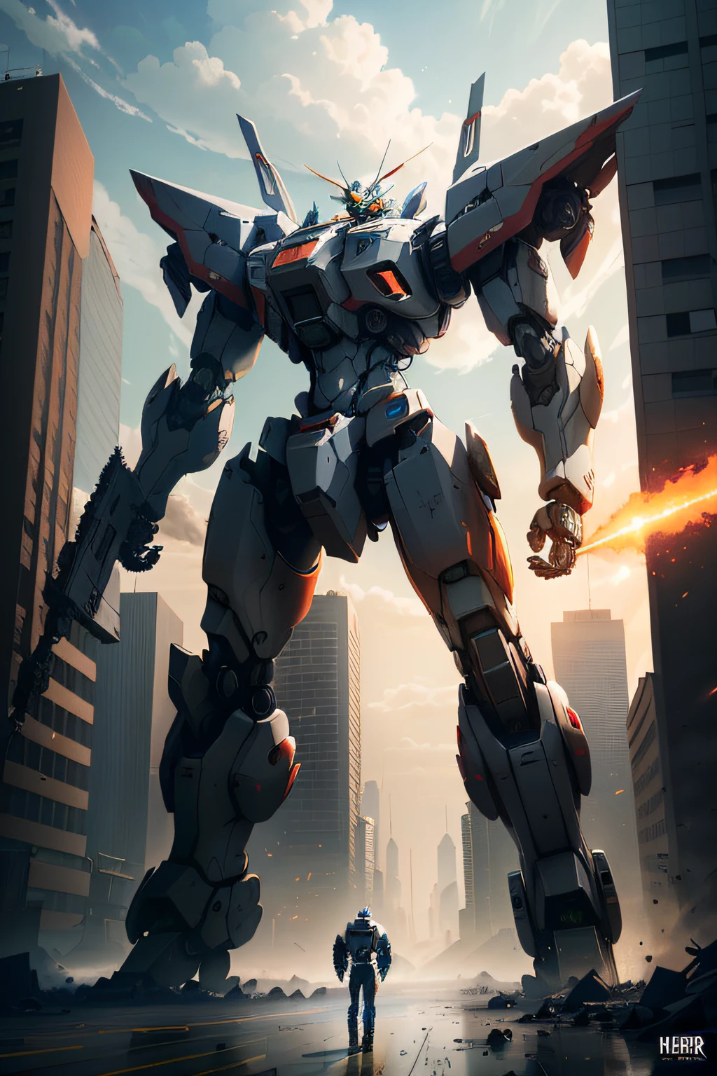 Artwork in anime style,a giant robot,A man stands in front of it, anime large mecha robot, mecha anime, mecha art, cool mecha style, Alexander Ferra Mecha, modern mecha anime, giant anime mecha, alexandre ferra white mecha, Mecha Inspiration, Mecha, lottalewdsLargeMecha, anime mecha aesthetic