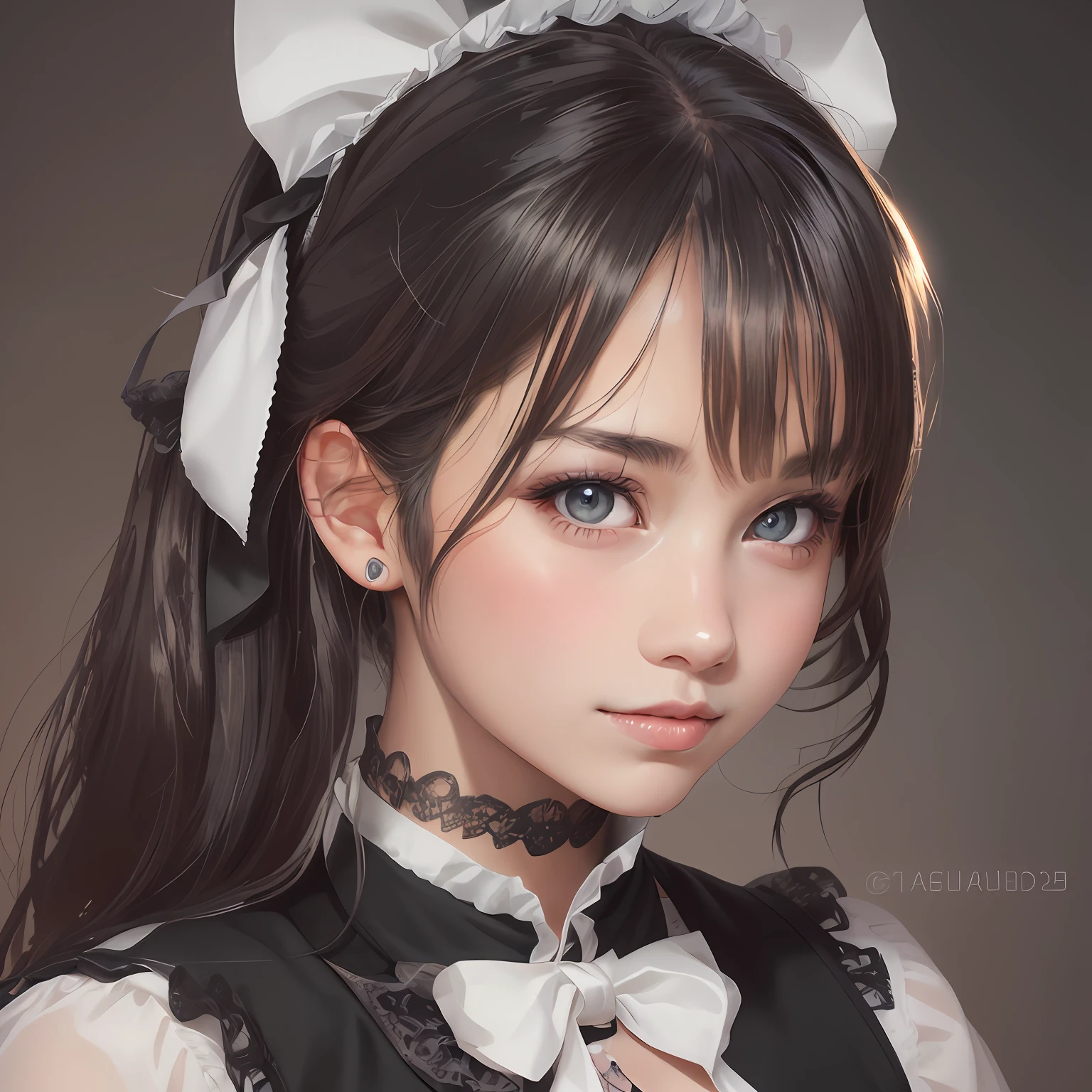 arafed image of a woman with a bow tie and a black and white dress, portrait of magical lolita girl, kawaii realistic portrait, close up of a young anime girl, lalisa manobal, stunning anime face portrait, portrait of an anime girl, anime girl in real life, gorgeous maid, realistic young anime girl, detailed portrait of anime girl