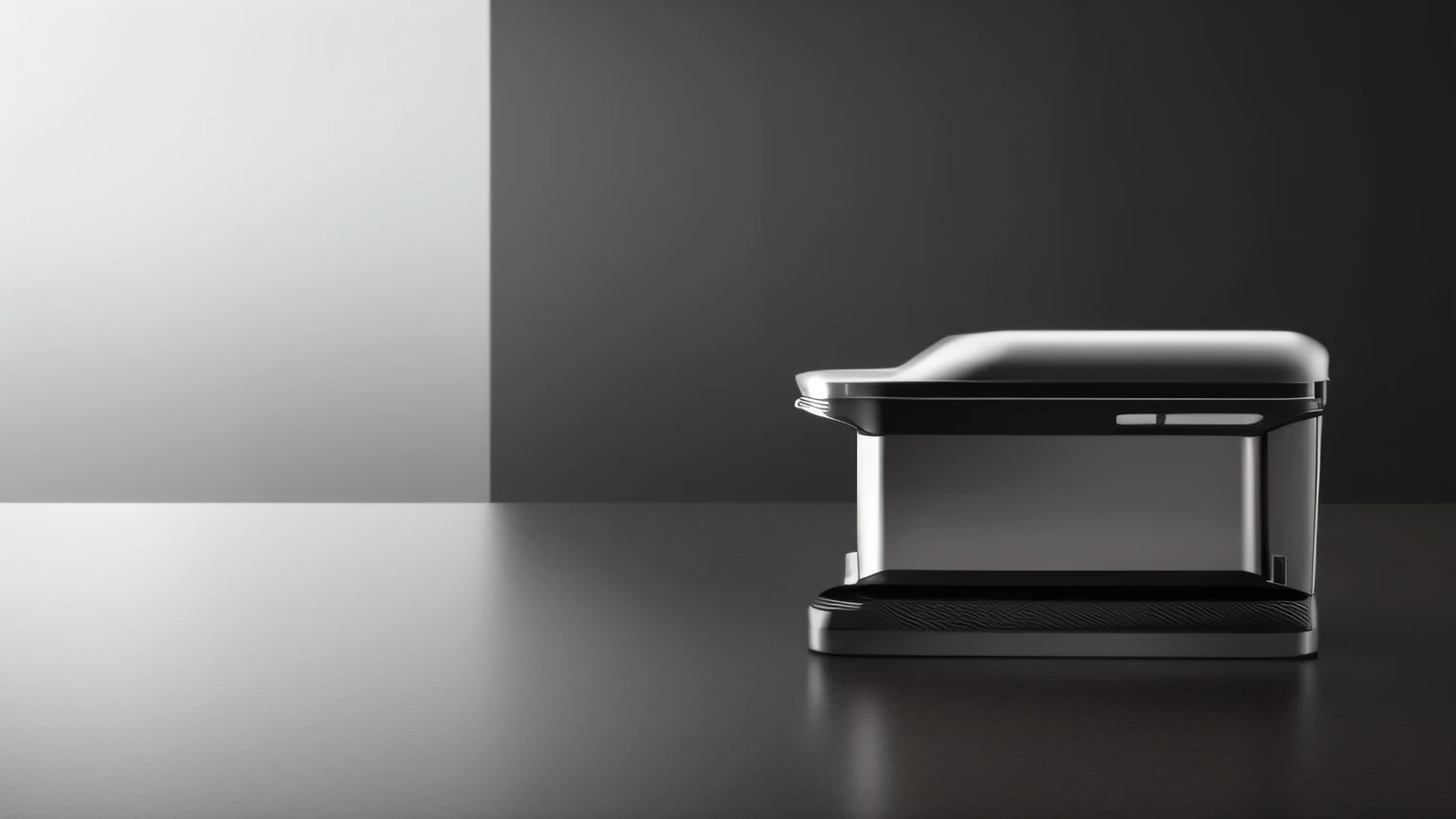 The kitchen counter has a black and silver coffee machine,Black and white countertops,Black and silver countertops,Dalof Ipukar,unreal engine rendered,computer render,hyper photorealism,