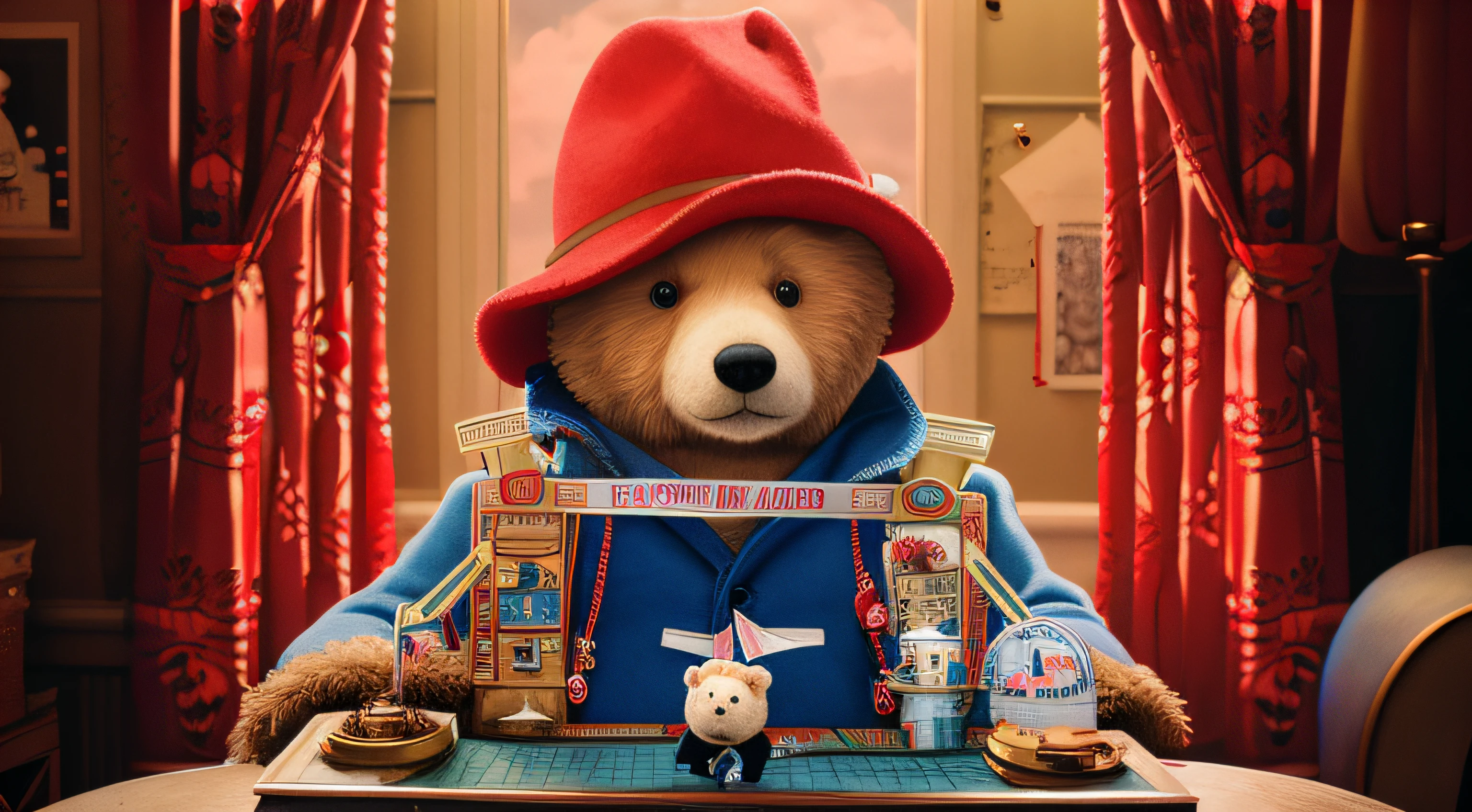 arafed image of a teddy bear dressed in a red hat and blue jacket, wes anderson movie, wes anderson film, nick park, still from a wes anderson film, still from a wes anderson movie, wes anderson), oscar winning, official art, live-action adaptation, wes anderson style, fan art, by Wes Anderson, netflix, cinematic, cinematic