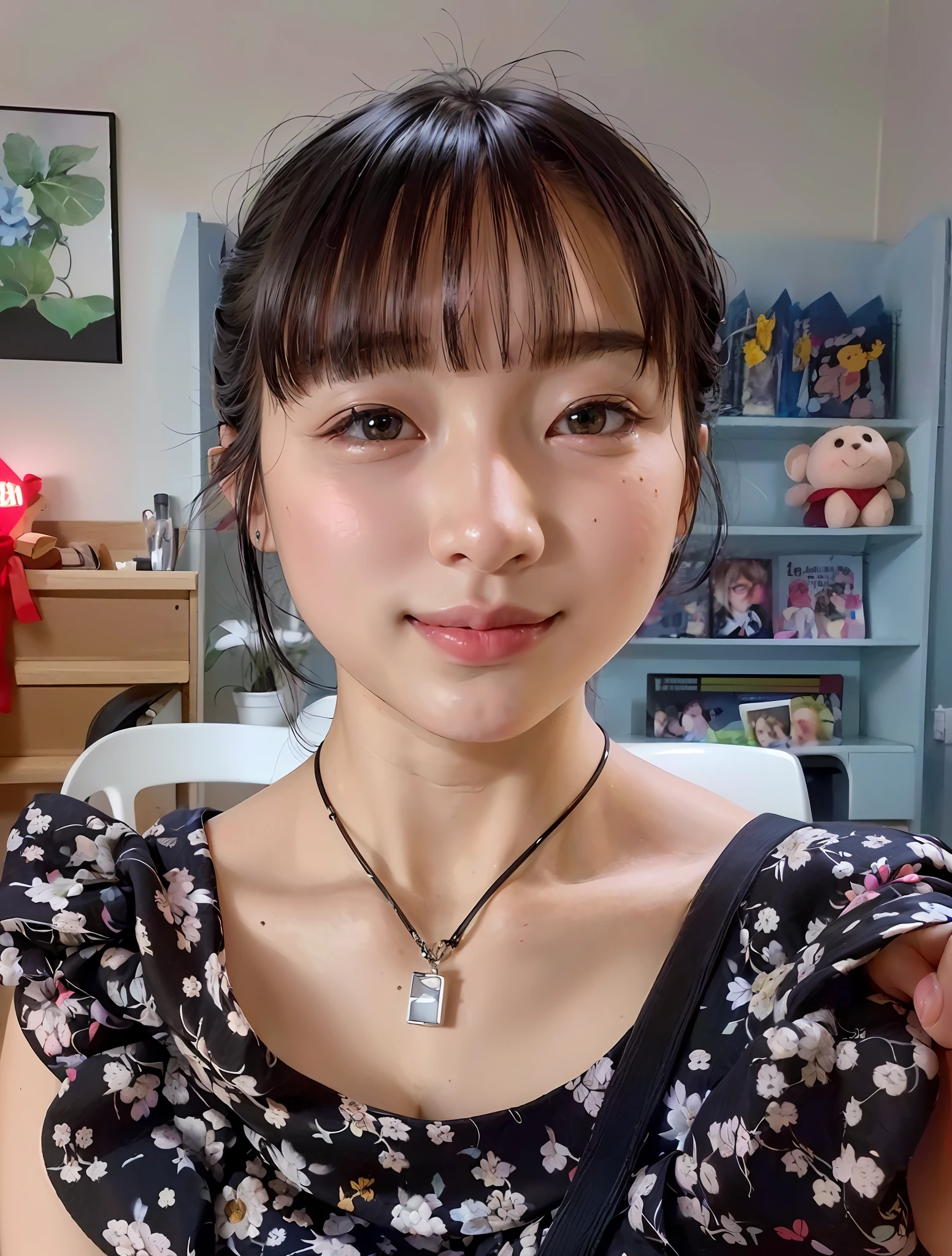 ((8k, RAW photos, top quality, masterpieces), high-definition RAW color photos professional close-up photos, (realistic, photorealism: 1.37), (highest quality), (best shadows), (best illustrations), collarbones ((big)), ((erotic, sexy, ultra high resolution, high-definition CG unified 8K wallpapers, physically based rendering, movie lighting), (aegyo sal:1), 18 year old girl, (grey blazer, ribbon, socks, high school uniform: 1.2), high school classroom, beautiful detail eyes, light on the face, ((full body shot: 1.2)), especially strong light, (upper eyes, grinning smile:1.2),shiny skin, (((black hair, bob hair:1.2))), ( thick thighs), ulzzang-6500-v1.1:0.2, shy, (flash:1.2), NSFW , (puffy), ((seductive posture: 1.2, attractive: 1.2)), (idle), (sitting at a desk in classroom: 1.2)), ((good anatomy: 1.2)), ((bright and refreshing classroom, background blurred: 1.2)), perfect face, cute face, (high angle shot:1.2)