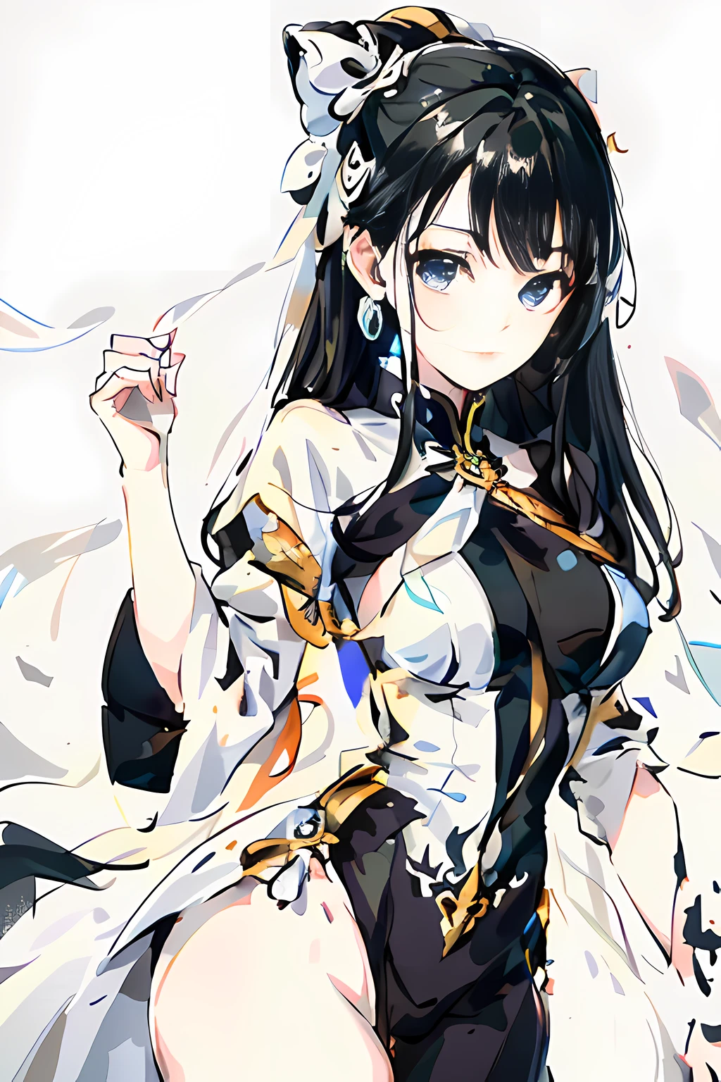 A woman dressed in black and white holds a white object, Extremely detailed Artgerm, Art germ on ArtStation Pixiv, IG model | Art germ, wlop rossdraws, Fanart Meilleure ArtStation, Art germ. High detail, wlop and rossdraws, rossdraws 2. 5, Rosla 1. 0, Style Artgerm