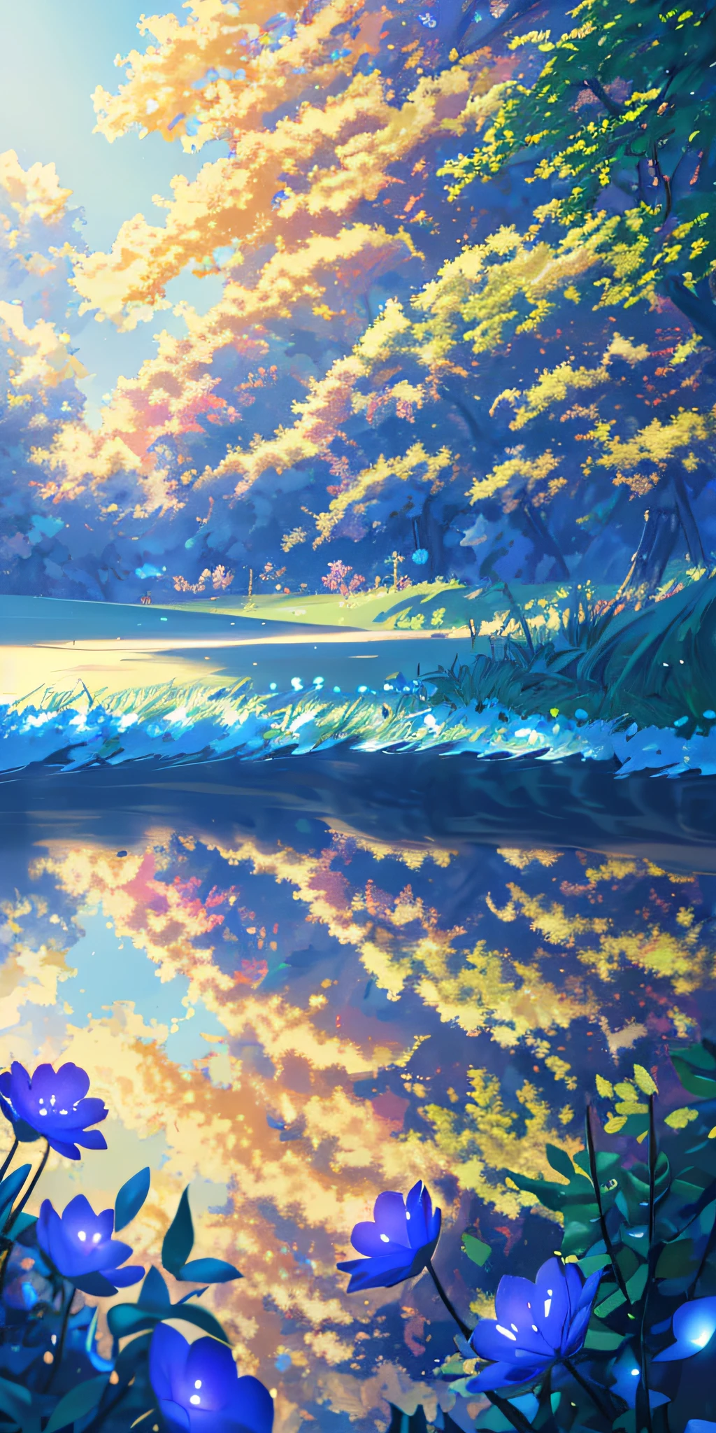 Masterpiece, best quality, (very detailed CG unity 8k wallpaper) (best quality), (best illustration), (best shadows) Nature', blue sea,delicate leaves petals of various colors falling in the air light Tracking, super detailed --v6