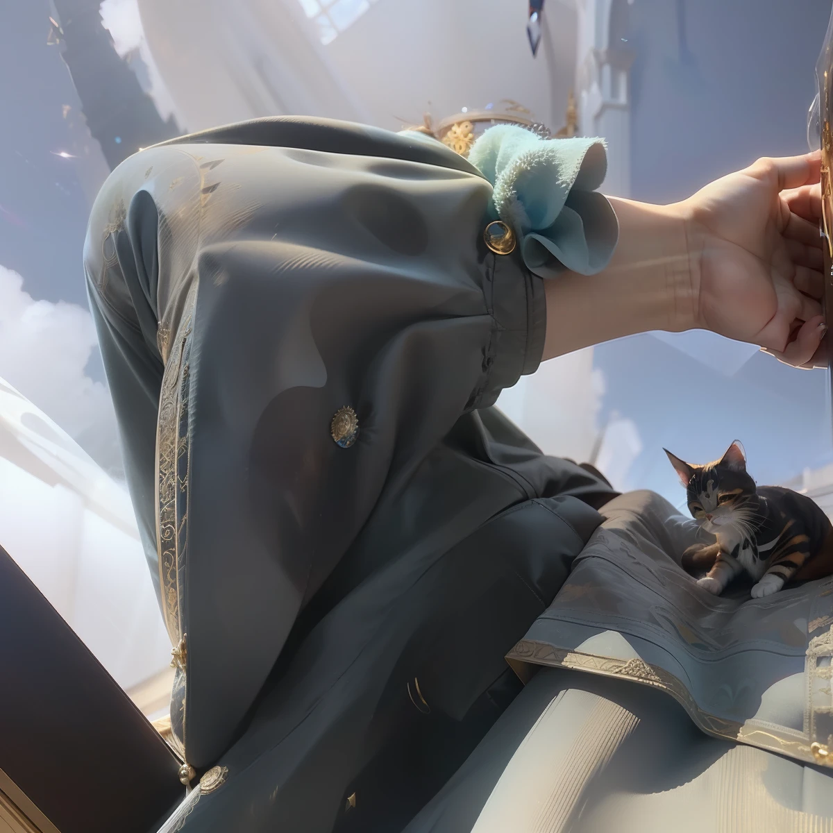 Realistic, (Masterpiece, Top Quality, Best Quality, Official Art, Beautiful and Aesthetic: 1.2), Very Detailed, Fractal Art, Colorful, Most Detailed, Leo, (Abstract Background: 1.5) (1girl: 1.3), (Cat class), yellow hair, bright eyes, earnest, combed back, short hair, , milky way, huge magical gold Leo astrolabe,dream,fantasy, gold trim,beautiful detailed sky,Style and Decoration for Leo, leo goddess,(nsfw:0.8)
delicate refective and high glass guardrail board