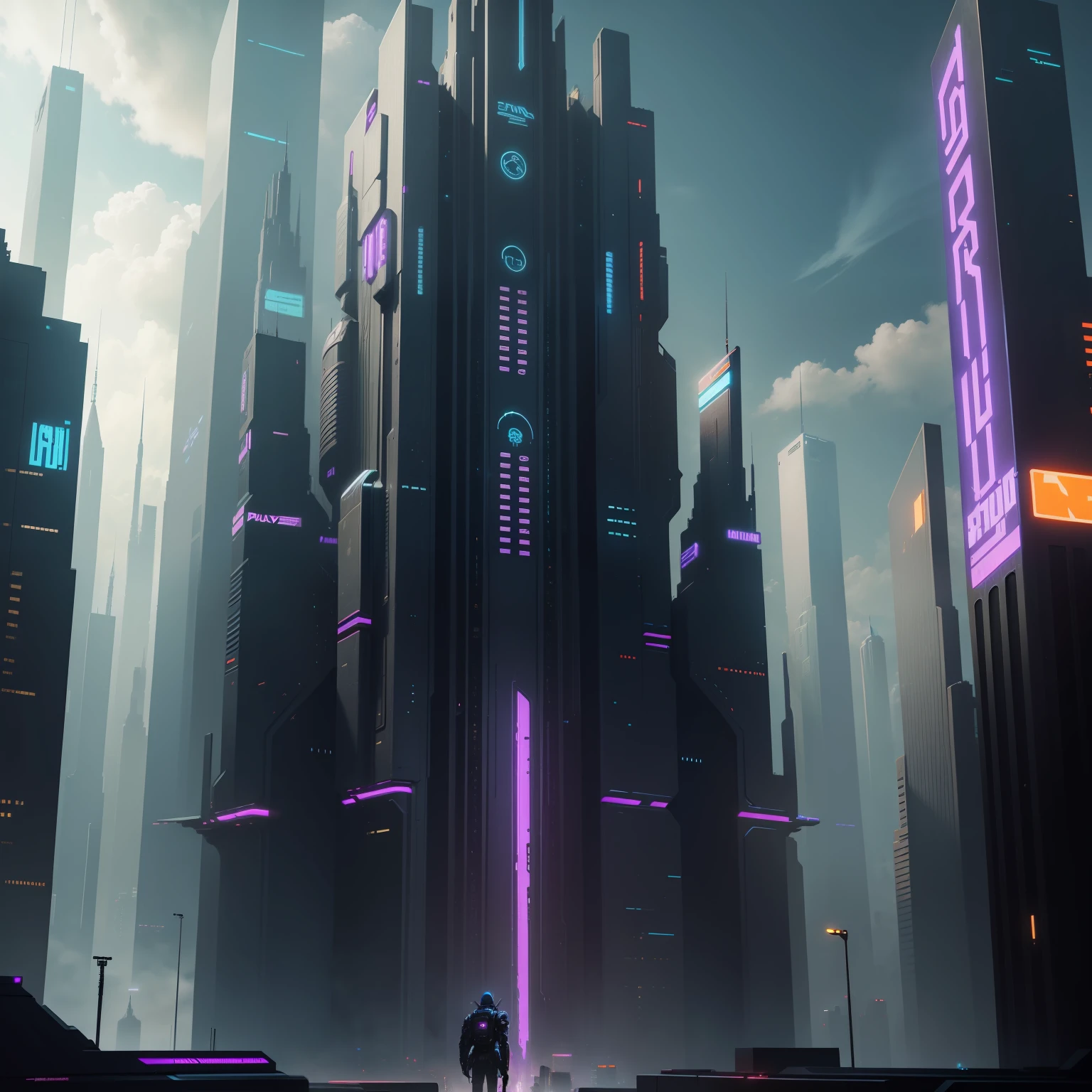 "Futuristic World Cyberpunk Big City Top Quality Masterpiece Fantasy")