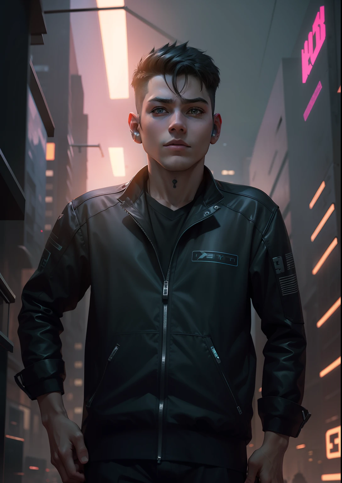cyber punk.smart.boy with cat .4k ultra