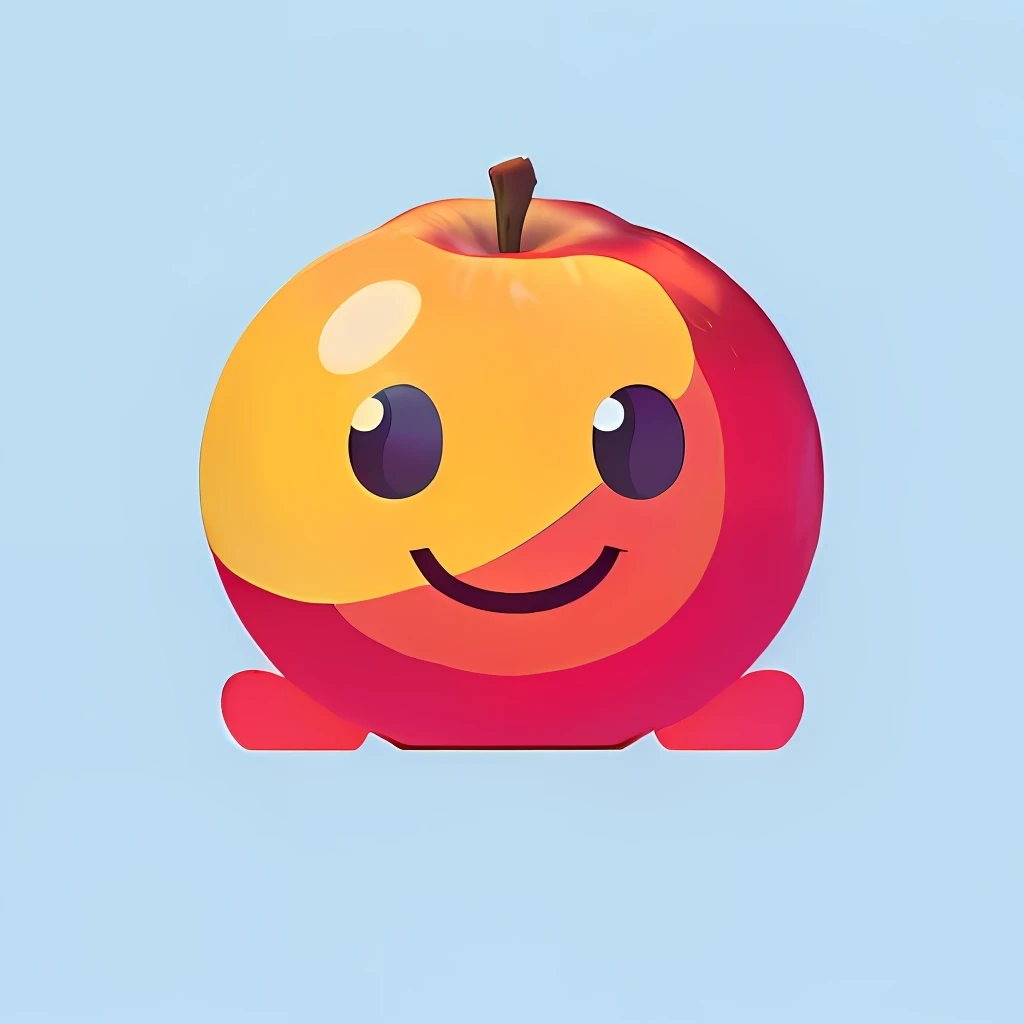 A cartoon apple with a smiley face on it, apple orange, a human-like juicy peach, cartoonish vector style, cute character, no gradien, cute pictoplasma, an apple, 2 d illustration, 2D illustration, game icon stylized, with apple, adorable digital art, Cute cartoon character, digital art emoji collection