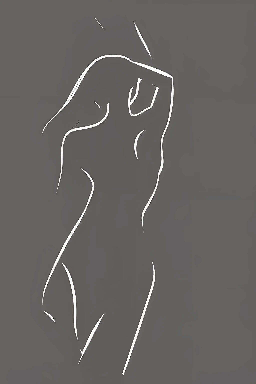 singlelineart style, black and white, drawing of the silhouette of a naked woman