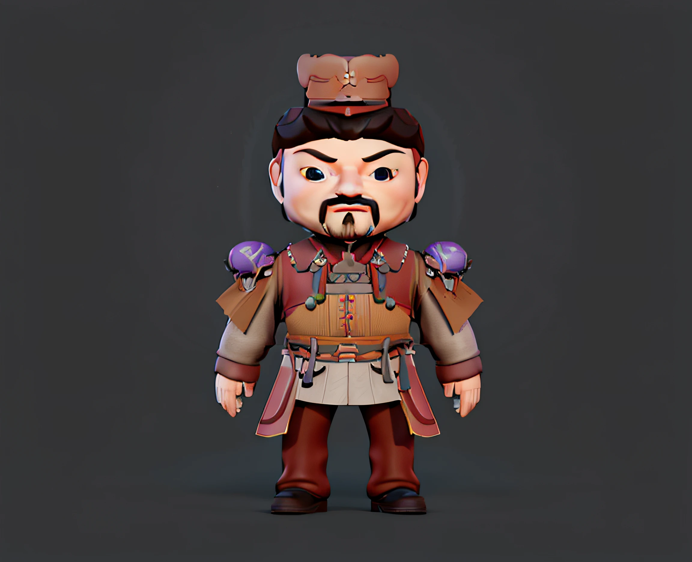Close-up of cartoon character in hat and beard, highly detailed character, Game character, stylized character, Stylized 3D rendering,Unreal Engine 5, 3D model of Chinese terracotta army, inspired by Dong Yuan, Stylized 3 D, hyper-detailed fantasy character, stylized as a 3d render, rpg character avatar, Chinese Warrior
