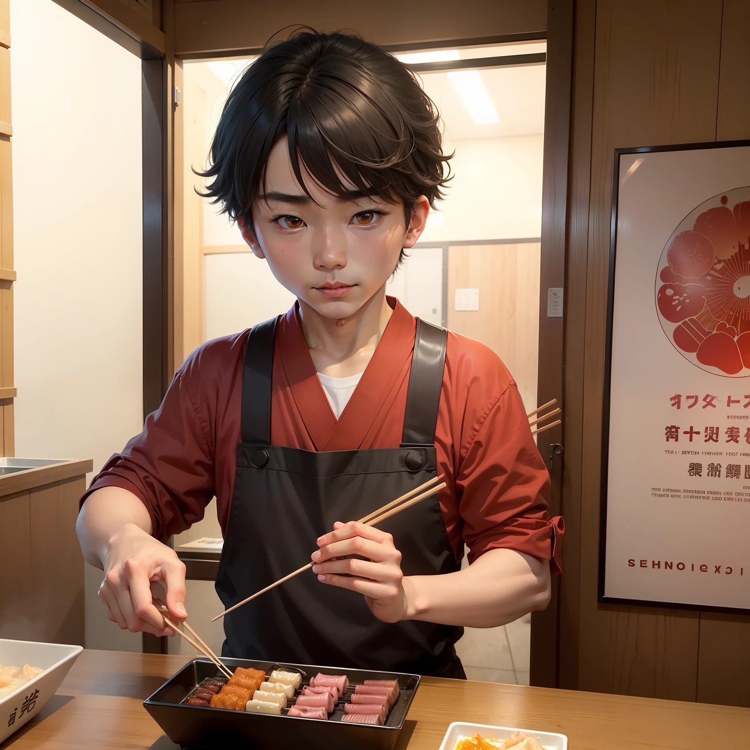 (Tohoku skewer shop,The boy Xiao Chen tried it for the first time,The taste is tempting,Feel free to enjoy a meal)