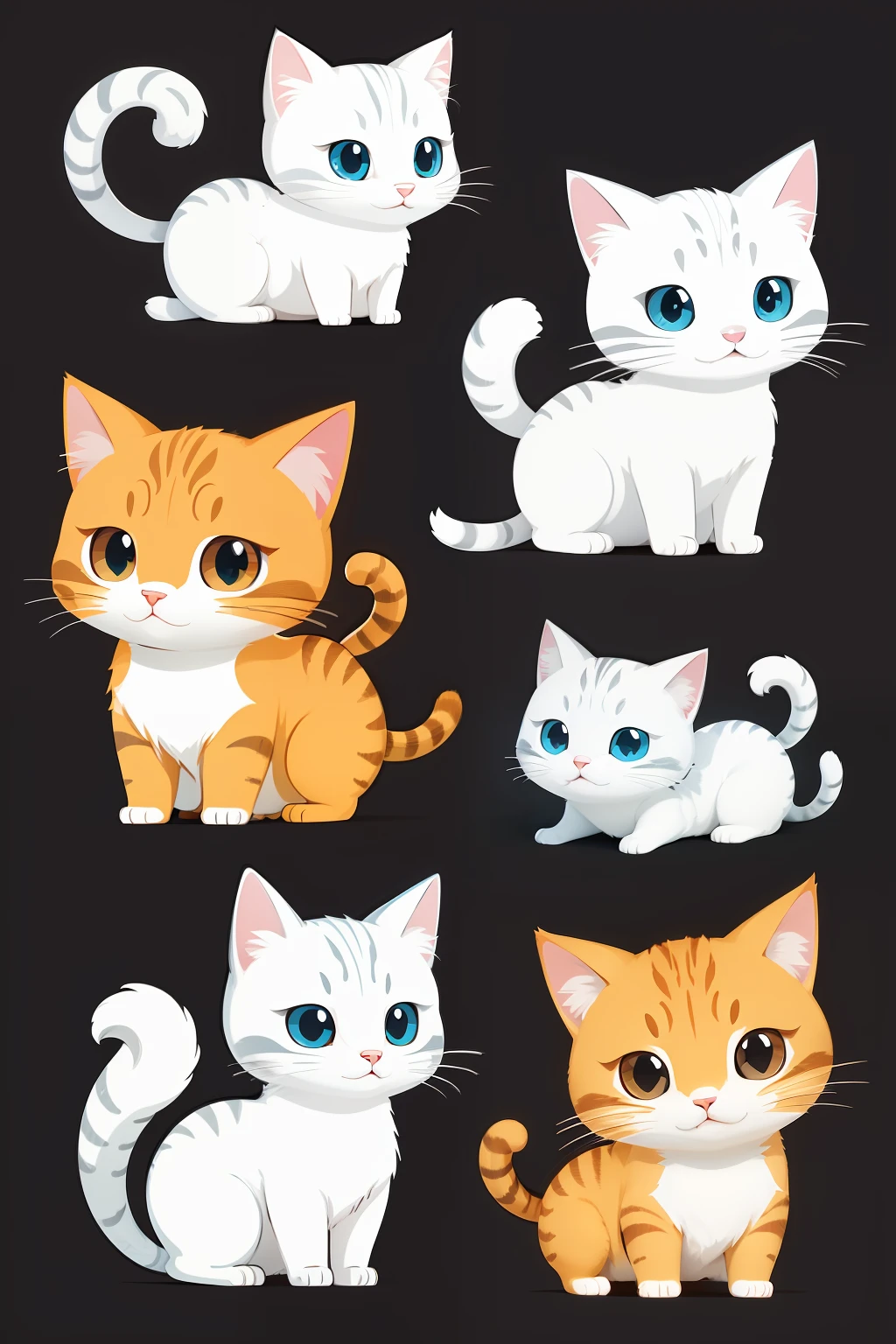 Cartoon drawing，Cartoon cats，Vector graphics，white backgrounid