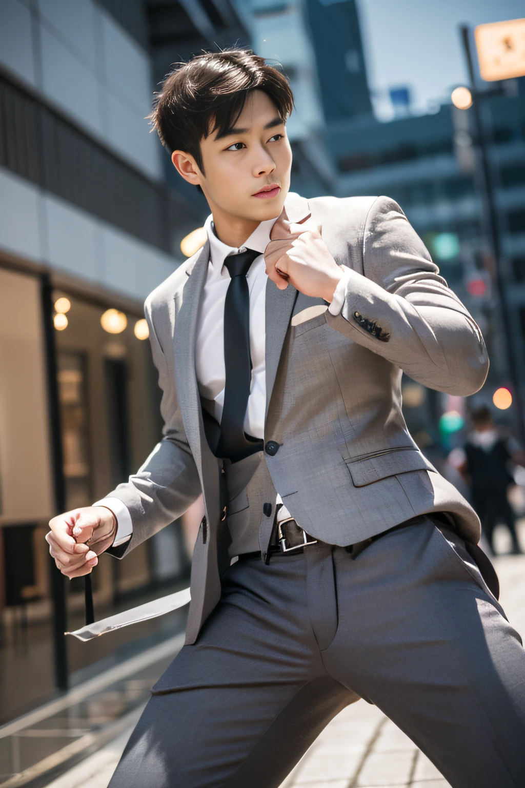 top-quality、masterpiece、超A high resolution、(realisitic:1.4)、详细的脸、独奏、1human male、Dark hair、glistning skin、dense skin、(asian human)、architectural、(absurderes、hight resolution、ultra-detailliert)、、1 male、Adults、(20-year-old man)、a handsome、tall muscular man、broad shoulder、extra very short hair、angular jaws、thick neck、thick eyebrow、extra very short hair、A dark-haired、fine eyes and detailed face、 Highly detailed CG Unity 8K wallpapers、intricate-detail、(Style Swirl Magic:0.7)、looking at the spectator、独奏、(full body Esbian:0.6)、细致背景、A detailed face、dynamicposes、、Urban background、dynamic compositions、 big muscle、、((((Crotch bulge))))、a handsome、 ((masutepiece:1.4, Best Quality)), ((masutepiece, Best Quality)), (photographrealistic:1.4)、(((Wearing a suit)))、、buttock、Big butt、on back、Wear plain clothes、suits