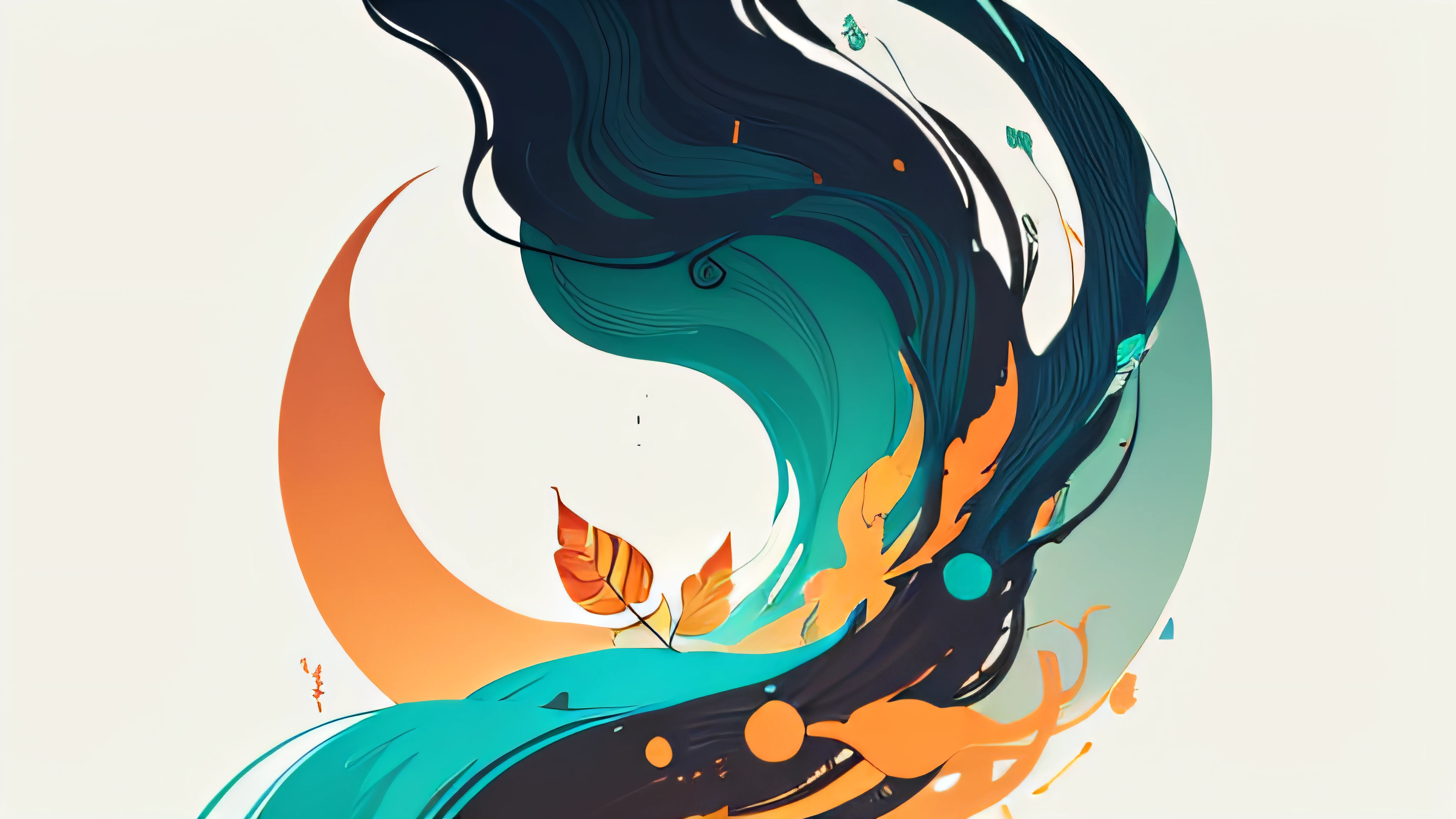 abstract paintings、(Zen Buddhism、Amy Sol Style)、(autumnal)、(Green Tree、Colored leaves、rivulets)、Light abstraction cover art、Simple vector art、Color gradient、Soft color palette、Layered Forms、Whimsical animation、Style Ether Abstract
