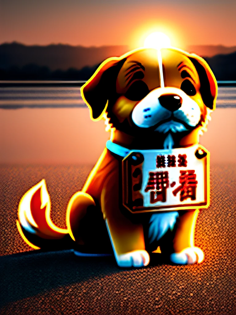 A dog holding a sign of Sun Xianwu