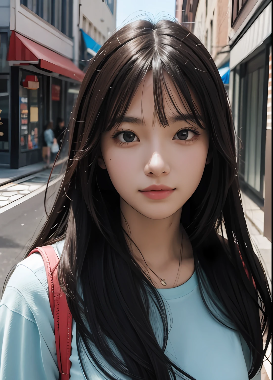 (best-quality:0.8),
(best-quality:0.8), perfect anime illustration, extreme closeup portrait of a pretty woman walking through the city