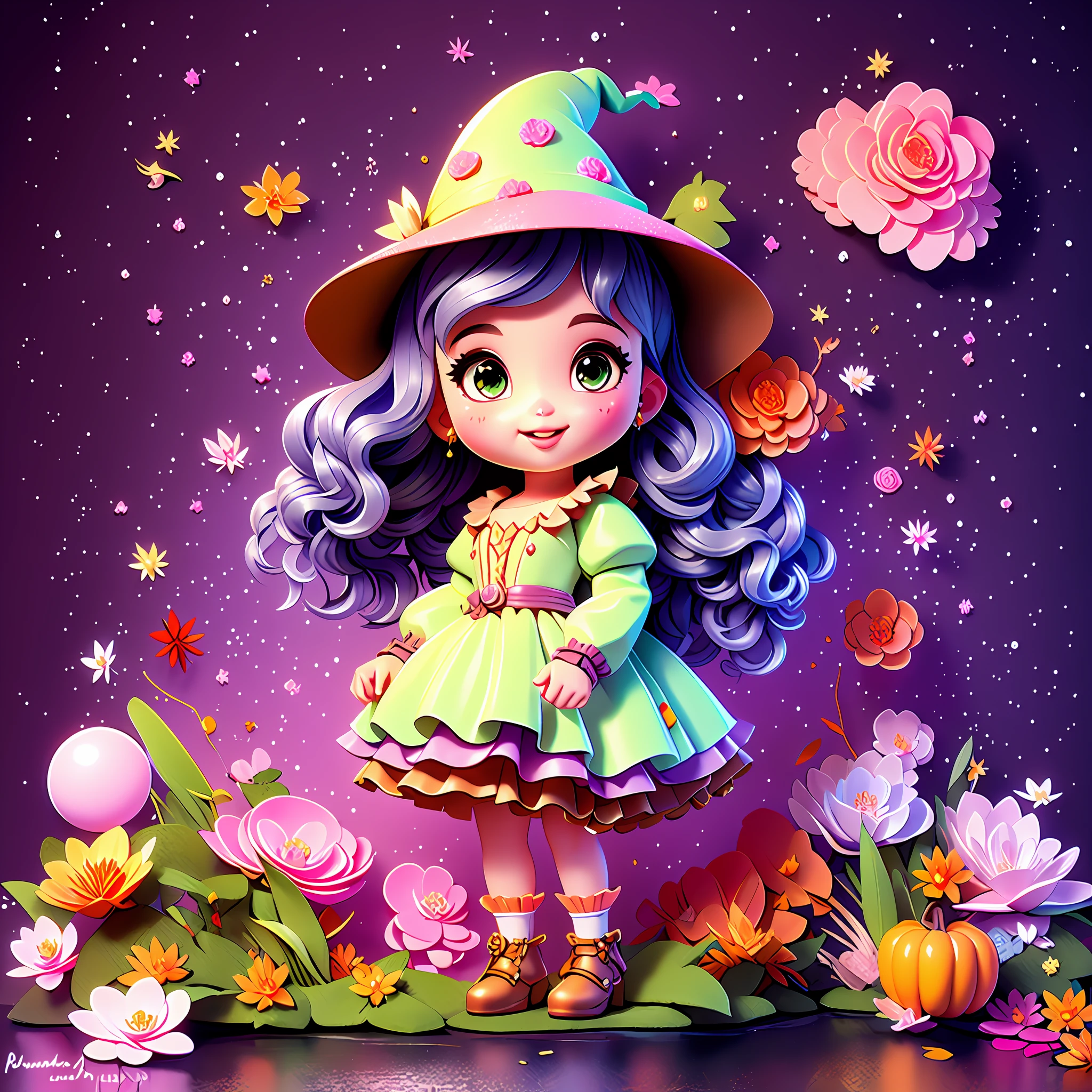 head portrait，little witch girl，The Witch，cloaks，Magic Array，The action of casting，Grotesque，Highest image quality，tmasterpiece，Beautiful CG，Delicate and intricate hair accessories 16k，Beautiful and moving girl，Hair fluttering，Eyes are pure and clear，Smiling slightly，Gorgeous and sophisticated Lolita dress，Close-up，Heads-up，Colorful，Witch hat，dual horsetail，Highest image quality，tmasterpiece，Beautiful CG，White twisted braid、long  skirt，Delicate and intricate crystal hair accessories，high light，The petals wither and fall off，Celebrate Halloween，Rich in graphics、Absolutely beautiful，Attractive cleavage，Impeccable，Dreamy retouching、hyper HD、16k，（++steampunc：1.9++）,white long curly hair，Jewel-like purple eyes，disconsolate，Exquisite and gorgeous dresses，Sense of brokenness，blossoms，highest  quality，tmasterpiece，A masterpiece，extreme hight detail，Peerless beauty，8K，Gorgeous light and shadows，Messy hair，sophisticated haircut，Delicate portrayal of facial features，Delicate hair portrayal，（Original Drawing），（++++++++Watercolor blending：1.1+++++++），flowy，Eau，foamy，steampunc,（+++Complete hands：2+++），（+Gear 1.9+），((((steampunc：2))))，((((Witch hat：2))))，steampunc，metals，(((Whole body diagram：1.9)))，Skeleton gear skirt brace，Large skirt，opulent，nobles，Delicately depicted hands，A masterpiece，4k画质，Extremely detailed portrayal，Extremely delicate picture，one-girl，（Princess dress），（（Crinoline skirt）），（White twisted braid），Wear a bow on your head，largeeyes，Purple eye，Gothic，（（Witch hat）），Waist seal，Gothic，Large skirt，adolable，a beauty girl，paper lanterns，Puff sleeves，Puffy skirt，full bodyesbian，Functional windproof jacket，steampunc，Background with（eventide，remnants，evening light