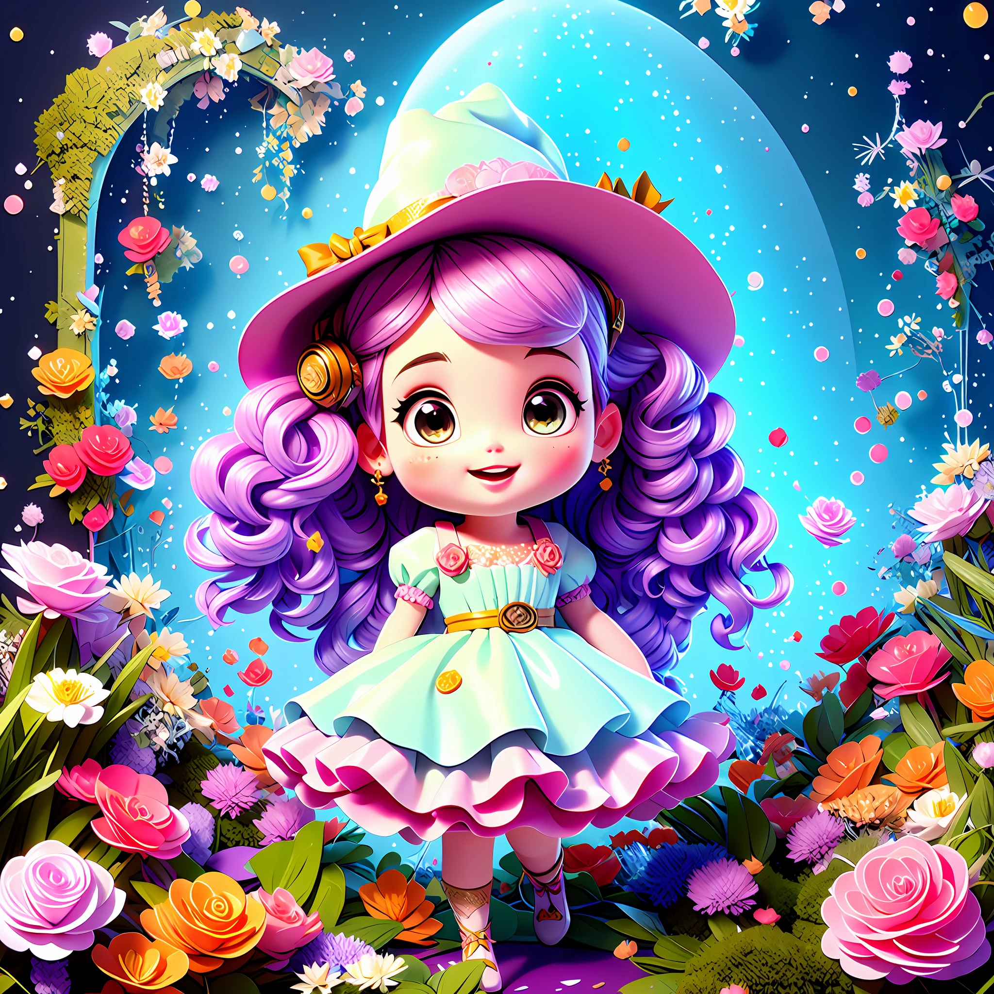 head portrait,little witch girl,The Witch,cloaks,Magic Array,The action of casting,Grotesque,Highest image quality,tmasterpiece,Beautiful CG,Delicate and intricate hair accessories 16k,Beautiful and moving girl,Hair fluttering,Eyes are pure and clear,Smiling slightly,Gorgeous and sophisticated Lolita dress,Close-up,Heads-up,Colorful,Witch hat,dual horsetail,Highest image quality,tmasterpiece,Beautiful CG,White twisted braid、long skirt,Delicate and intricate crystal hair accessories,high light,The petals wither and fall off,Celebrate Halloween,Rich in graphics、Absolutely beautiful,Attractive cleavage,Impeccable,Dreamy retouching、hyper HD、16k,(++steampunc:1.9++),white long curly hair,Jewel-like purple eyes,disconsolate,Exquisite and gorgeous dresses,Sense of brokenness,blossoms,highest quality,tmasterpiece,A masterpiece,extreme hight detail,Peerless beauty,8K,Gorgeous light and shadows,Messy hair,sophisticated haircut,Delicate portrayal of facial features,Delicate hair portrayal,(Original Drawing),(++++++++Watercolor blending:1.1+++++++),flowy,Eau,foamy,steampunc,(+++Complete hands:2+++),(+Gear 1.9+),((((steampunc:2)))),((((Witch hat:2)))),steampunc,metals,(((Whole body diagram:1.9))),Skeleton gear skirt brace,Large skirt,opulent,nobles,Delicately depicted hands,A masterpiece,4k画质,Extremely detailed portrayal,Extremely delicate picture,one-girl,(Princess dress),((Crinoline skirt)),(White twisted braid),Wear a bow on your head,largeeyes,Purple eye,Gothic,((Witch hat)),Waist seal,Gothic,Large skirt,adolable,a beauty girl,paper lanterns,Puff sleeves,Puffy skirt,full bodyesbian,Functional windproof jacket,steampunc,Background with(eventide,remnants,evening light