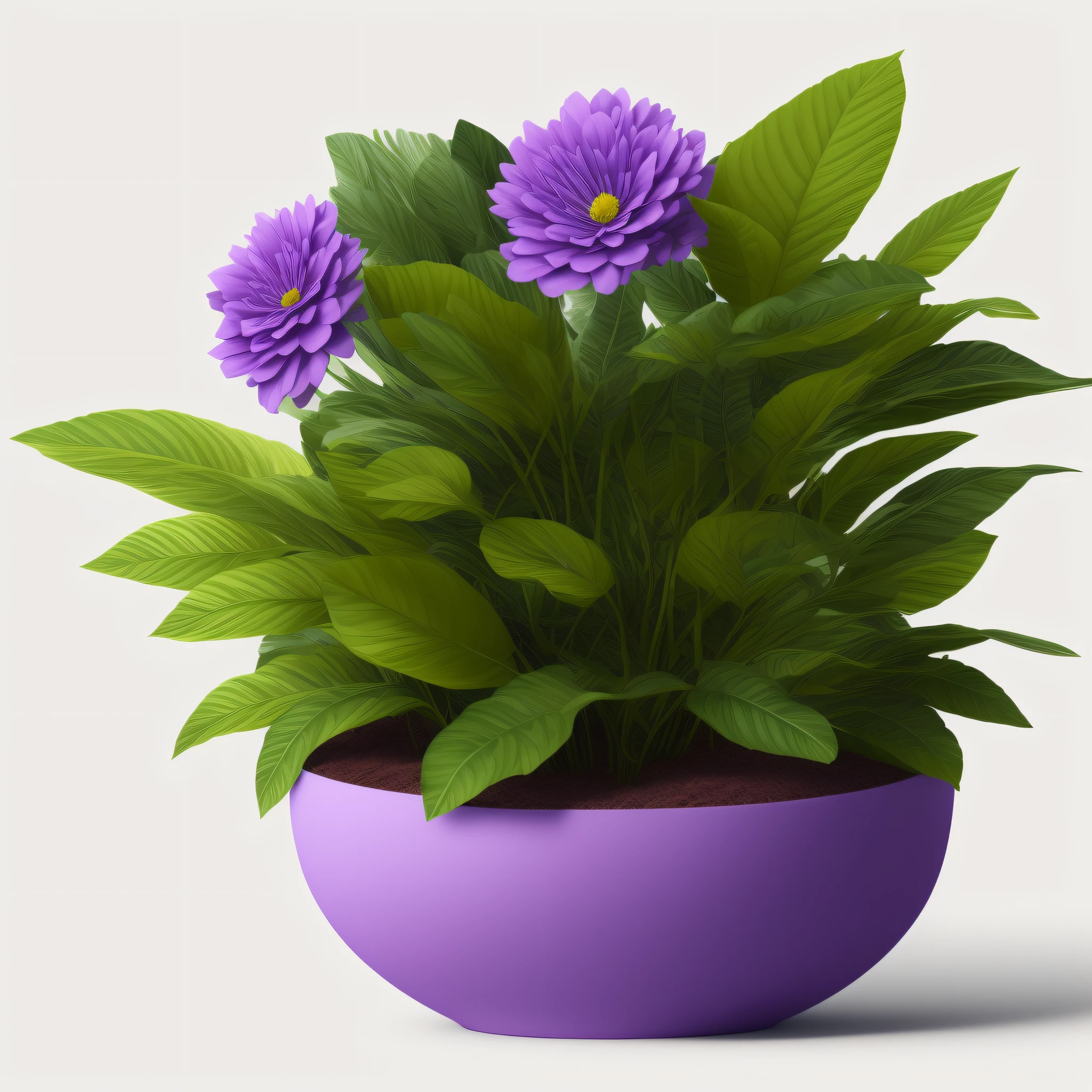 There is a green plant in a purple flower pot on a pure white background, potted plant, Realistic illustration, photorealistic illustration, Artistic illustration, green plant, digital painting highly detailed, Stylized digital illustration, Highly detailed illustration, houseplant, Simple illustration, some plant life, hyperdetailed illustration, high detail illustration, in style of digital illustration, colorful illustrations,Best quality at best,8K分辨率,insanely details, realisticlying,