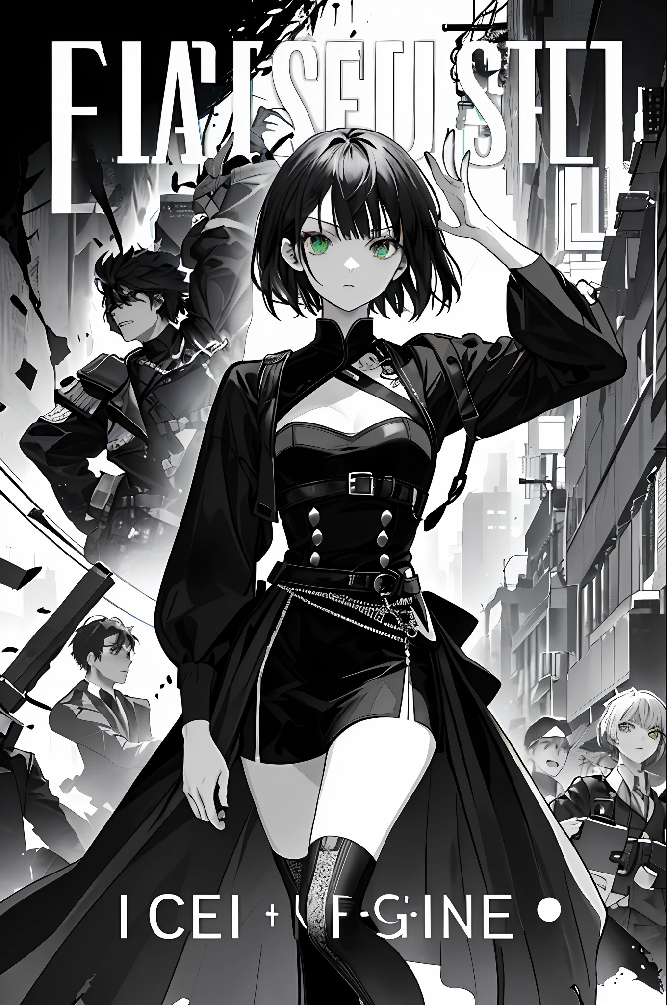 ((((Dramatic))), (((grittiness))), (((Intense))) The movie poster features a young woman as the central character。She stands confidently in the center of the poster,Dress in fashion-forward clothing,with a determined expression on her face。(The background is dominated by black and green:10),There is a sense of danger and a strong feeling。The text is bold and eye-catching,With catchy slogans,Adds to the overall drama and excitement,Make the poster dynamic and visually striking , Fashionab, woman, with dynamism, Outfit, posing on a, Front,dyna,self-assured,Scenes,Cover of a,boldness,attention-grabbing,titles,Fashionab,typeface,Catchy,titles,more big、moderno、Trendy、focus-on、Fashionab、