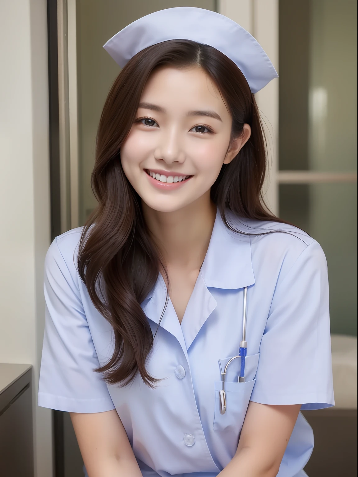 Beautuful Women、18year old、Nurse、hospitals、A smile、A half body